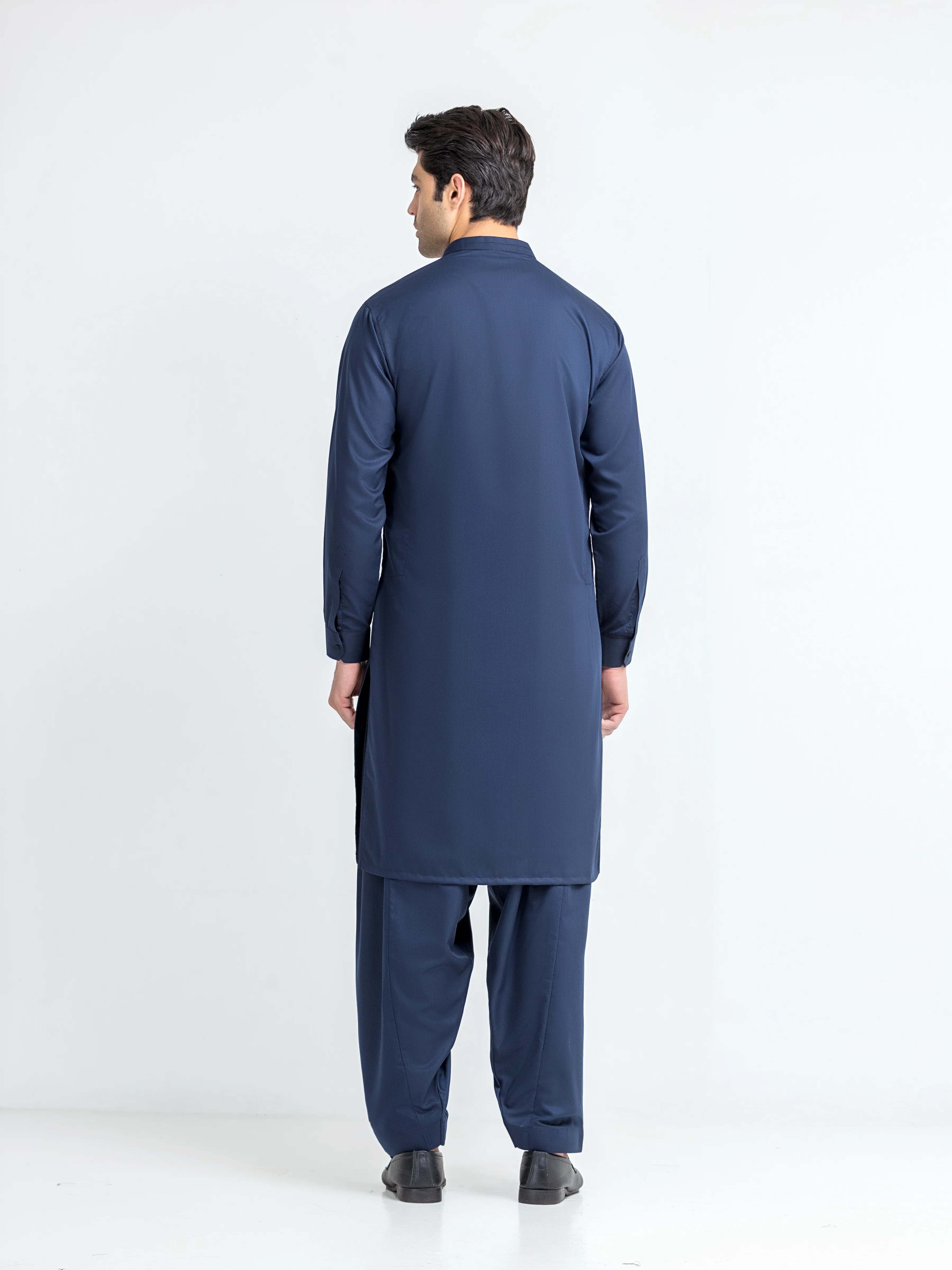 Men's Navy Blue Shalwar Kameez - EMTKS5-41189 - Image 2