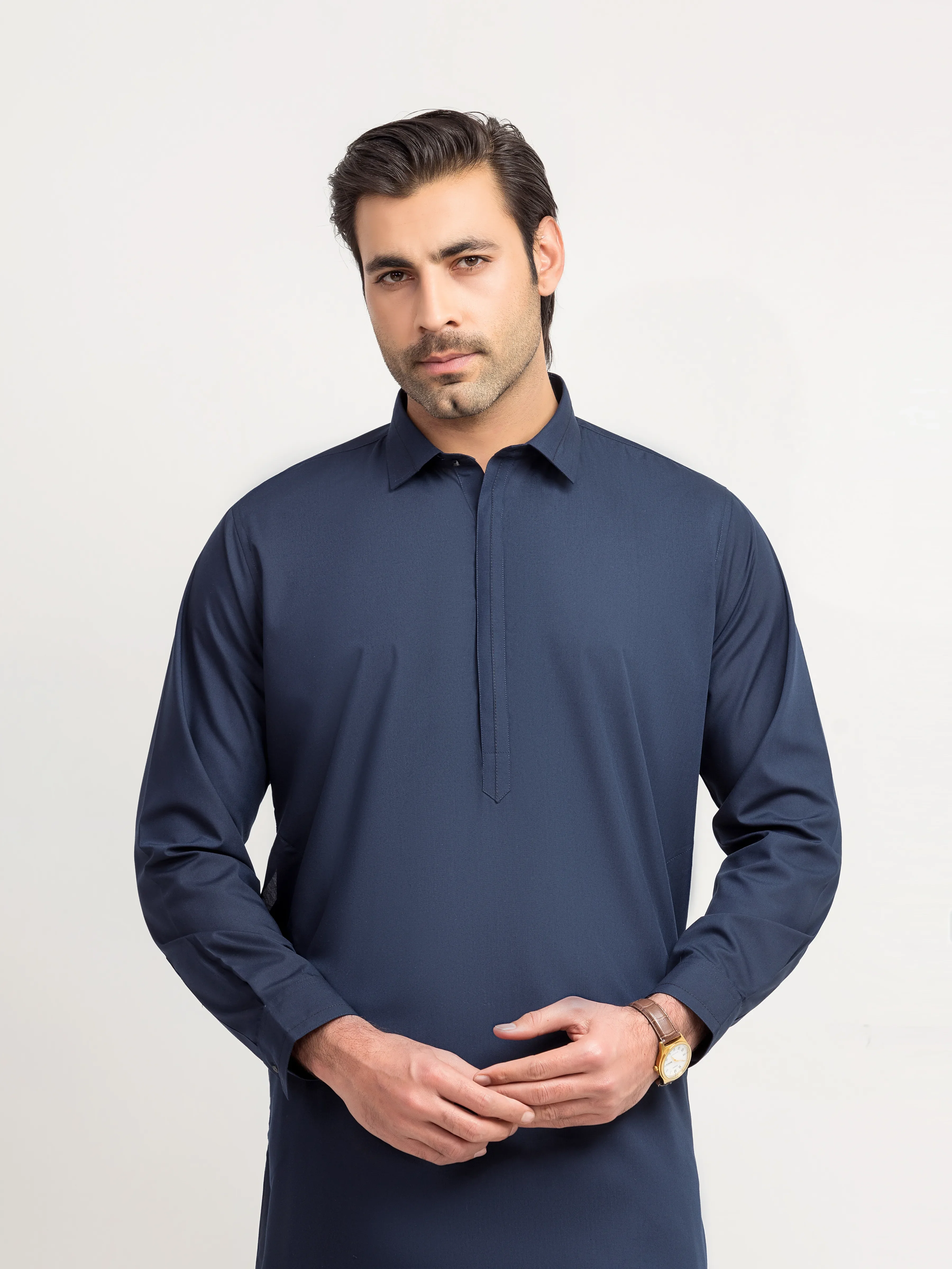 Men's Navy Blue Shalwar Kameez - EMTKS5-41218 - Image 2