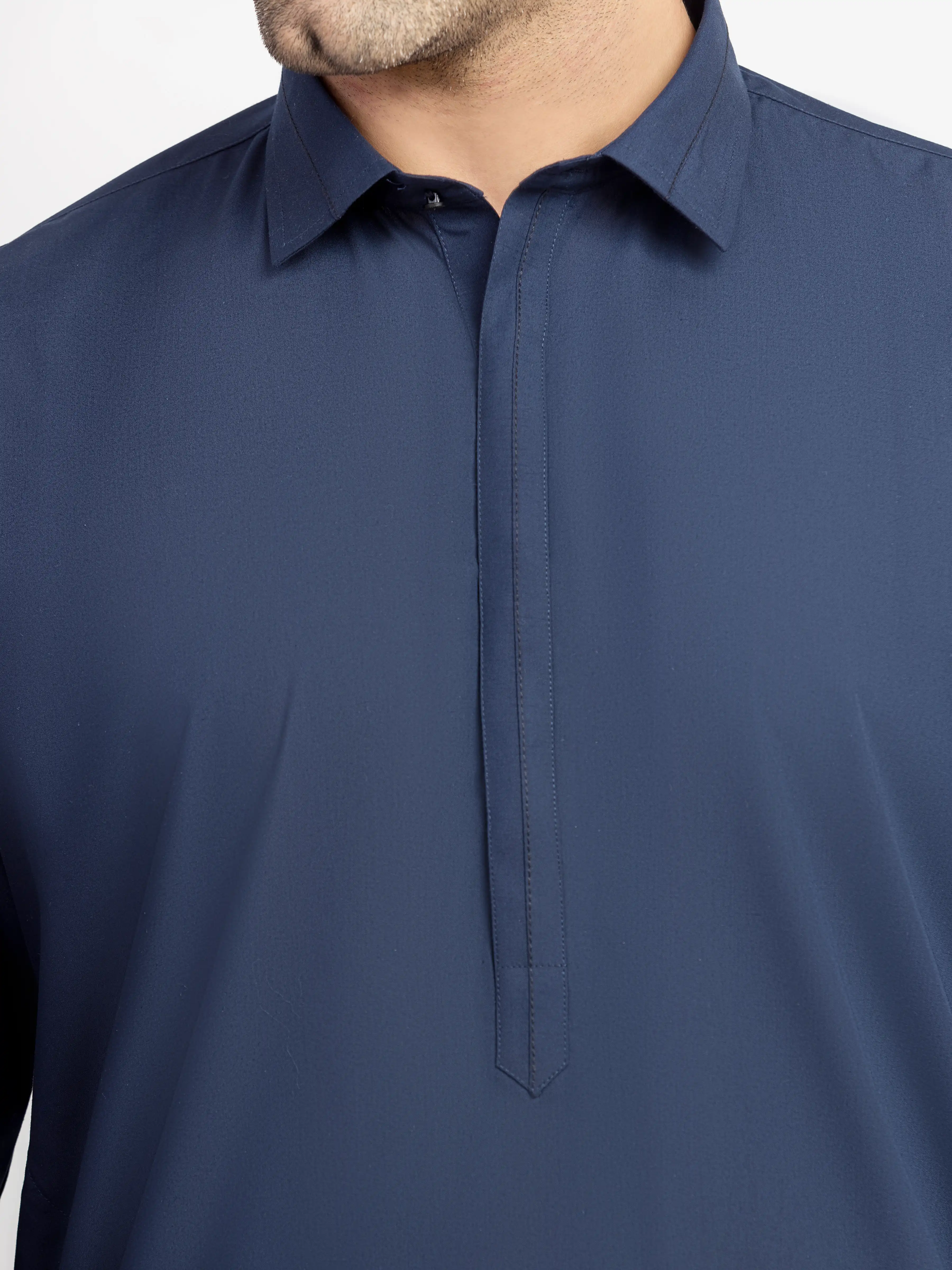 Men's Navy Blue Shalwar Kameez - EMTKS5-41218 - Image 3