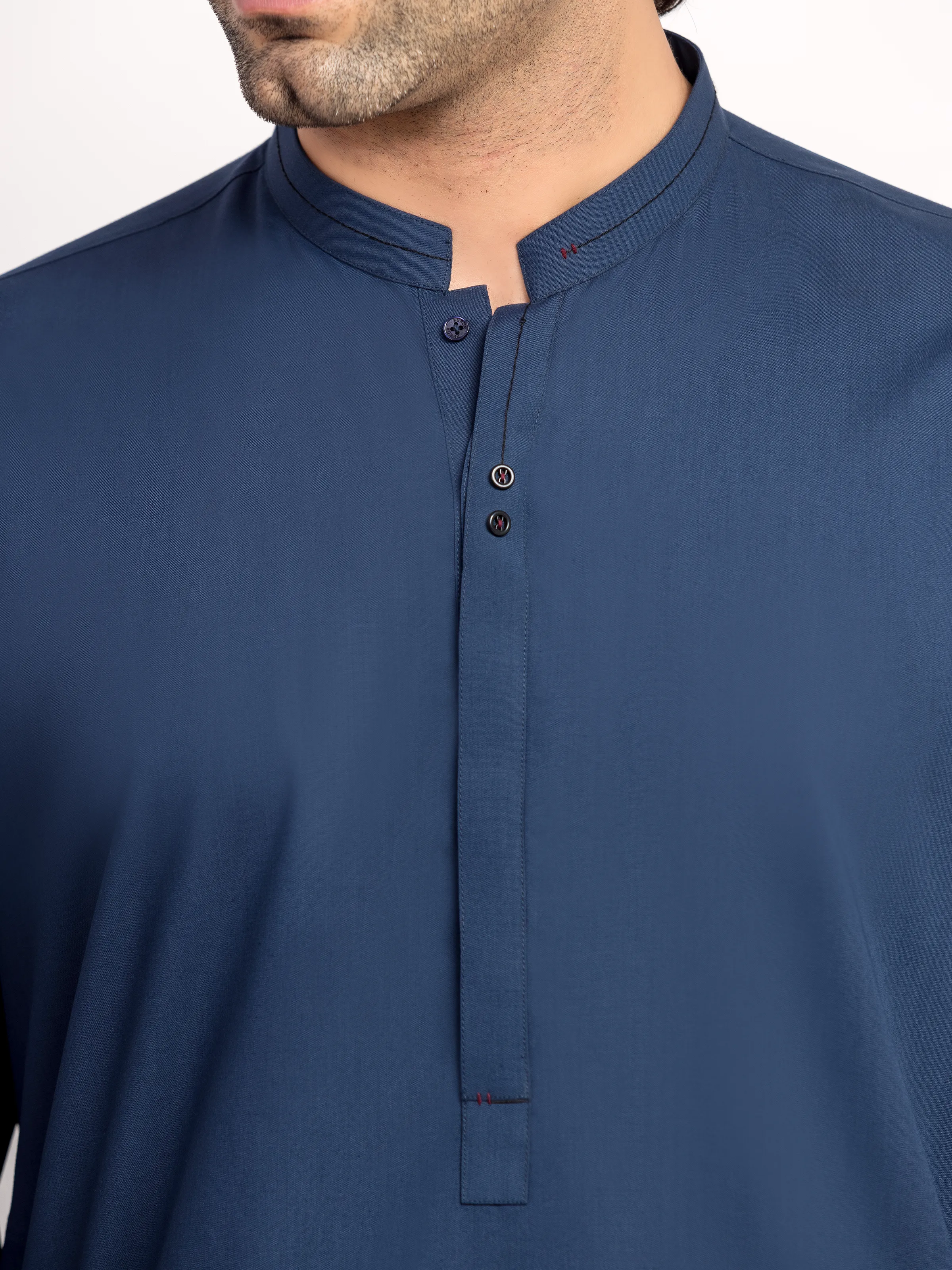 Men's Navy Blue Shalwar Kameez - EMTKS5-41232 - Image 2