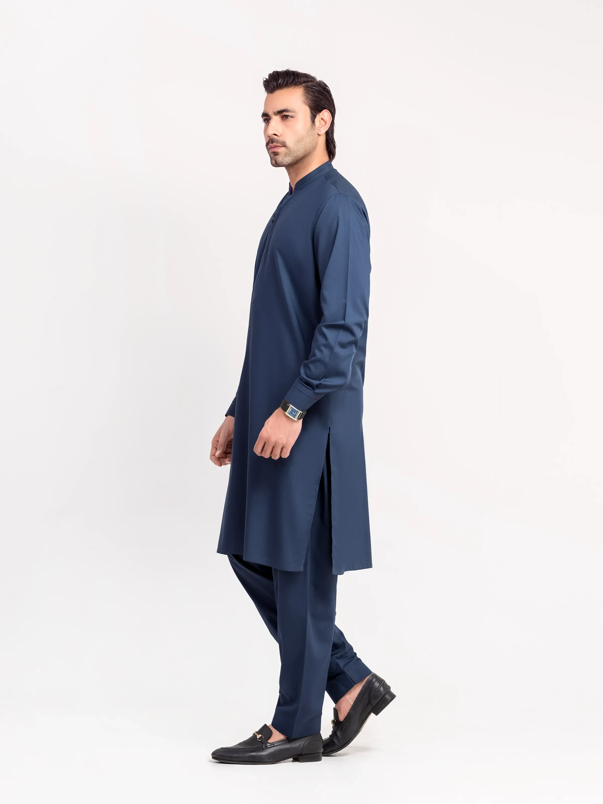 Men's Navy Blue Shalwar Kameez - EMTKS5-41232 - Image 4