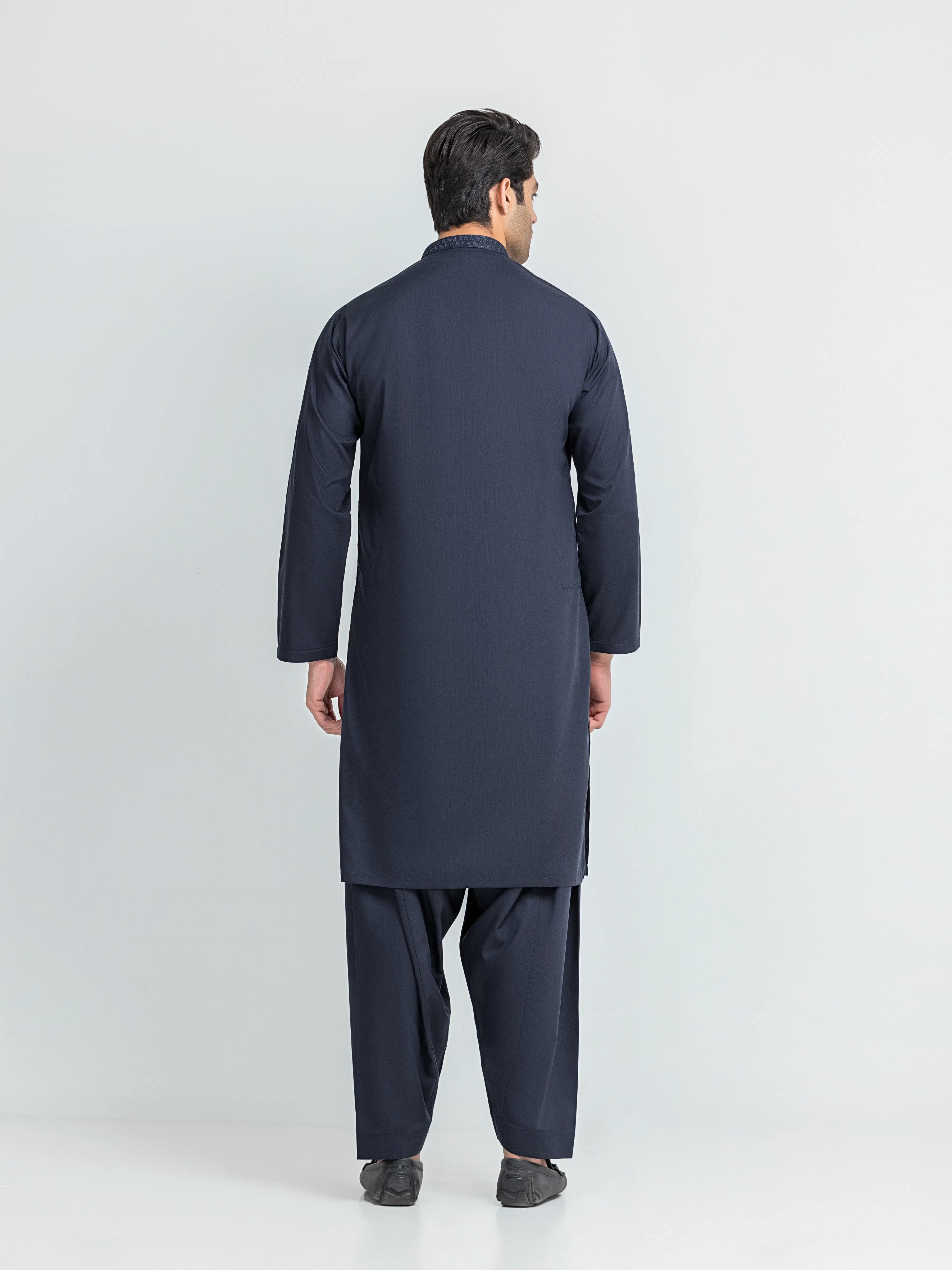 Men's Navy Blue Shalwar Kameez - EMTKS5-41233 - Image 2