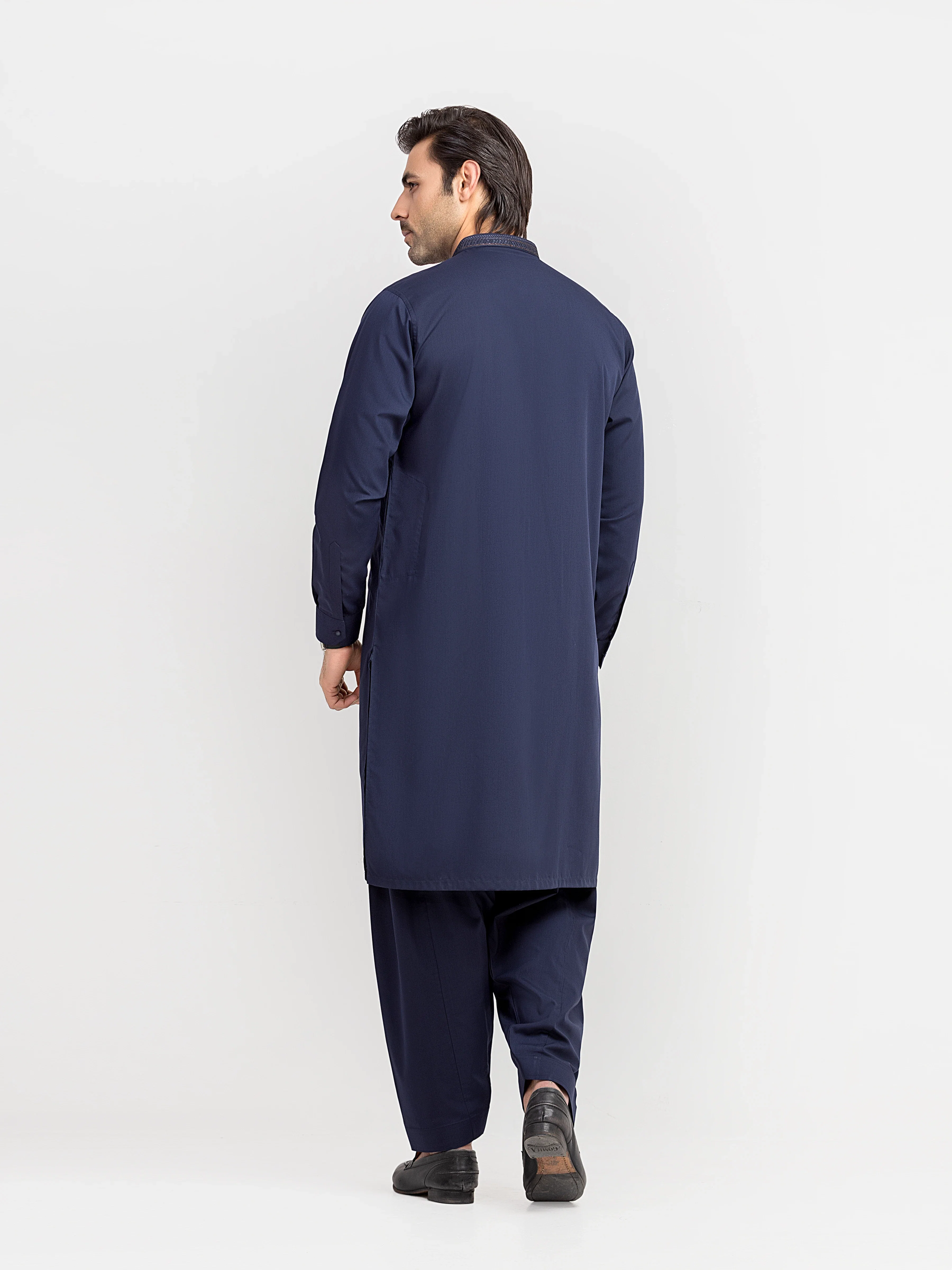 Men's Navy Blue Shalwar Kameez - EMTKS6-41238 - Image 5