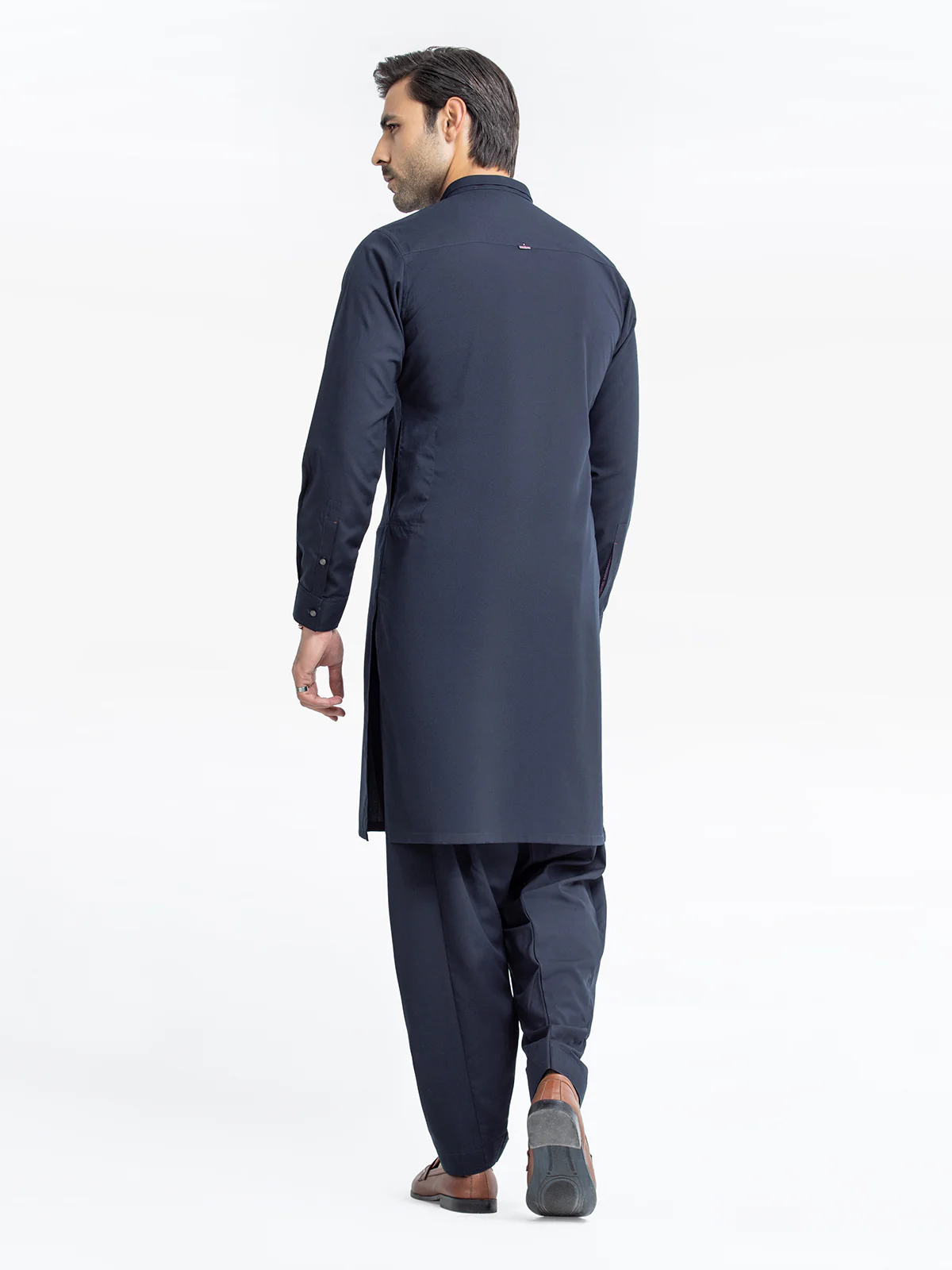 Men's Navy Blue Shalwar Kameez - EMTKST24-99436 - Image 4
