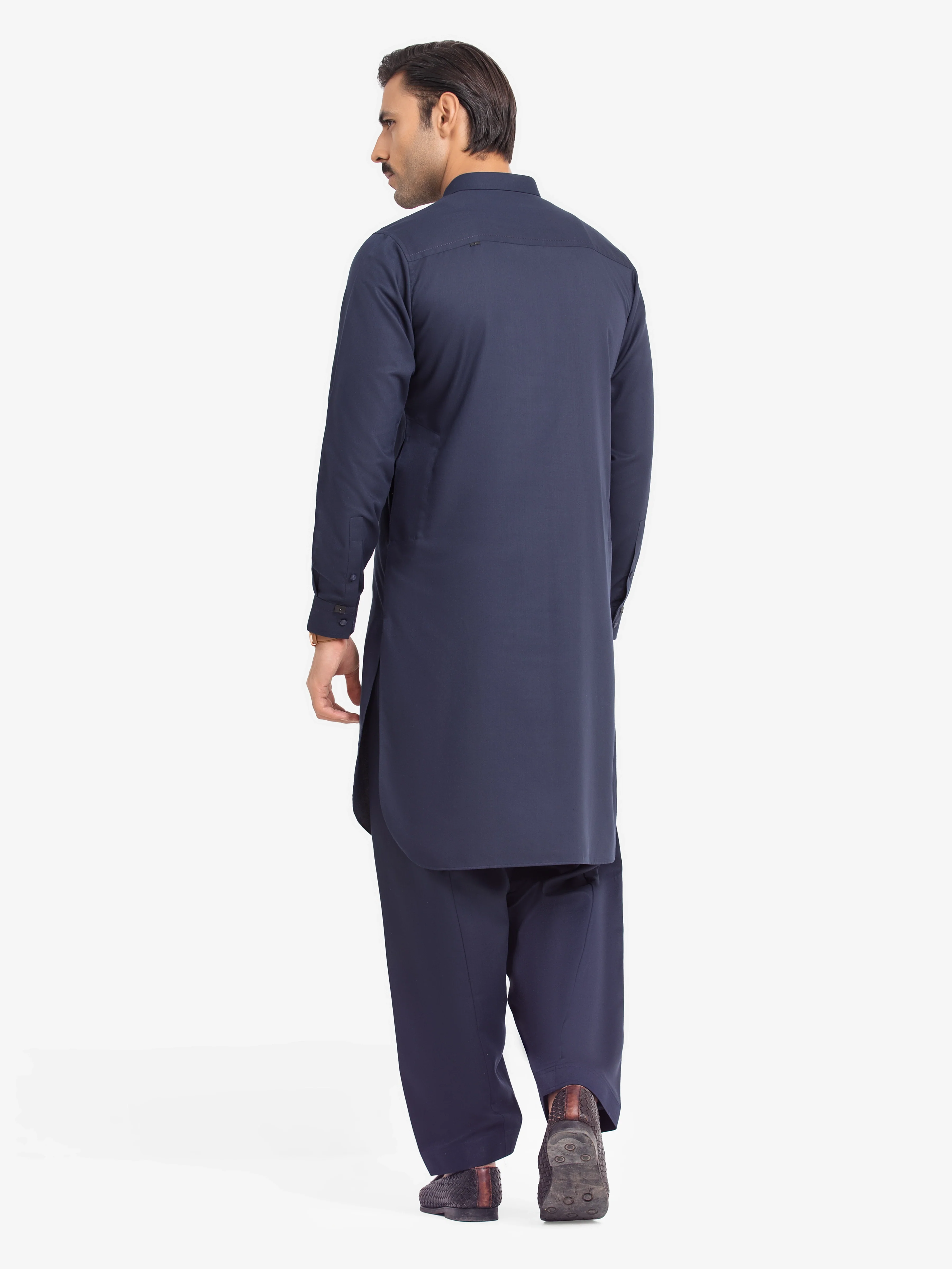 Men's Navy Blue Shalwar Kameez - EMTKST24-99477 - Image 4