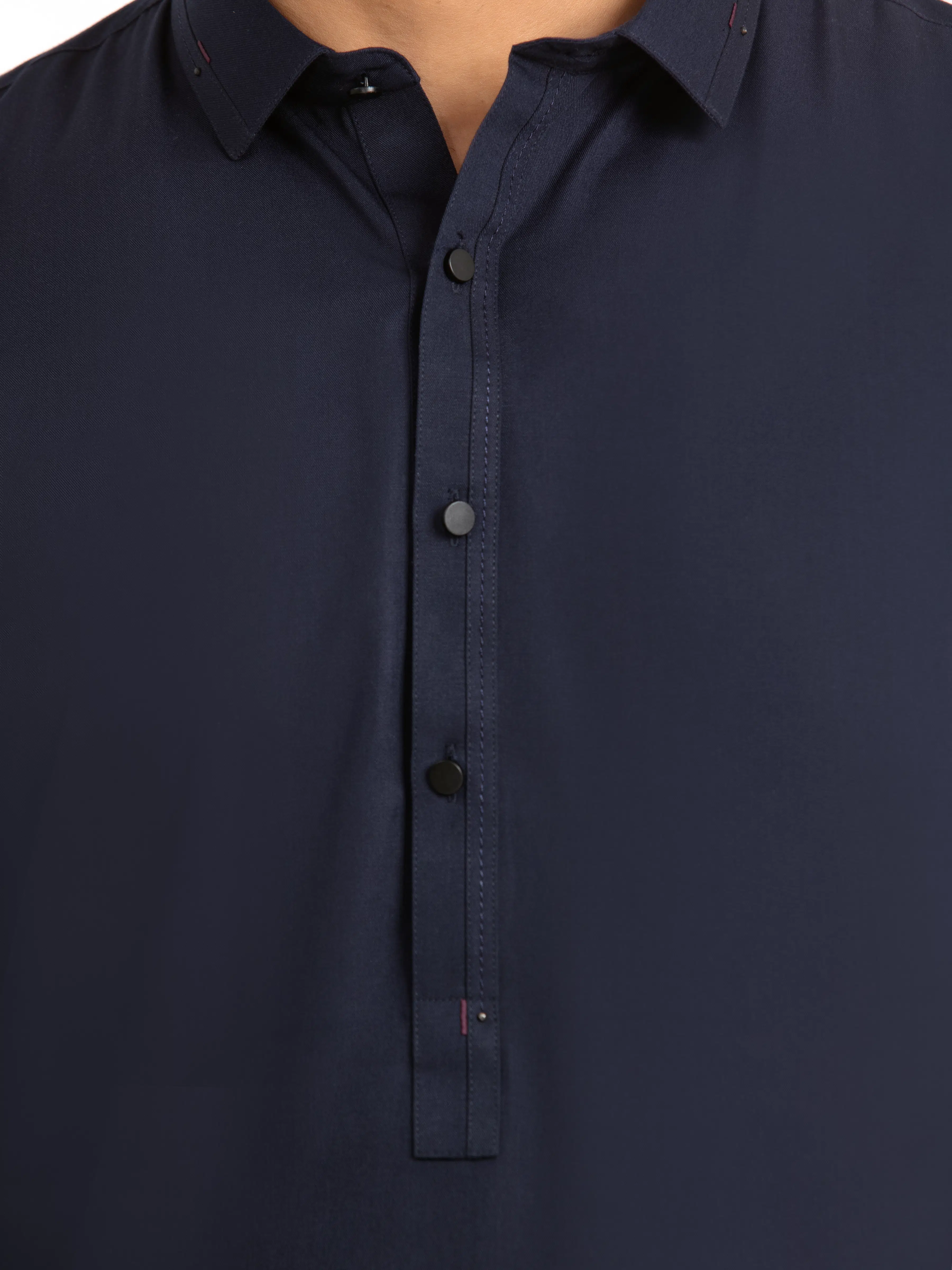 Men's Navy Blue Shalwar Kameez - EMTKST24-99481 - Image 3