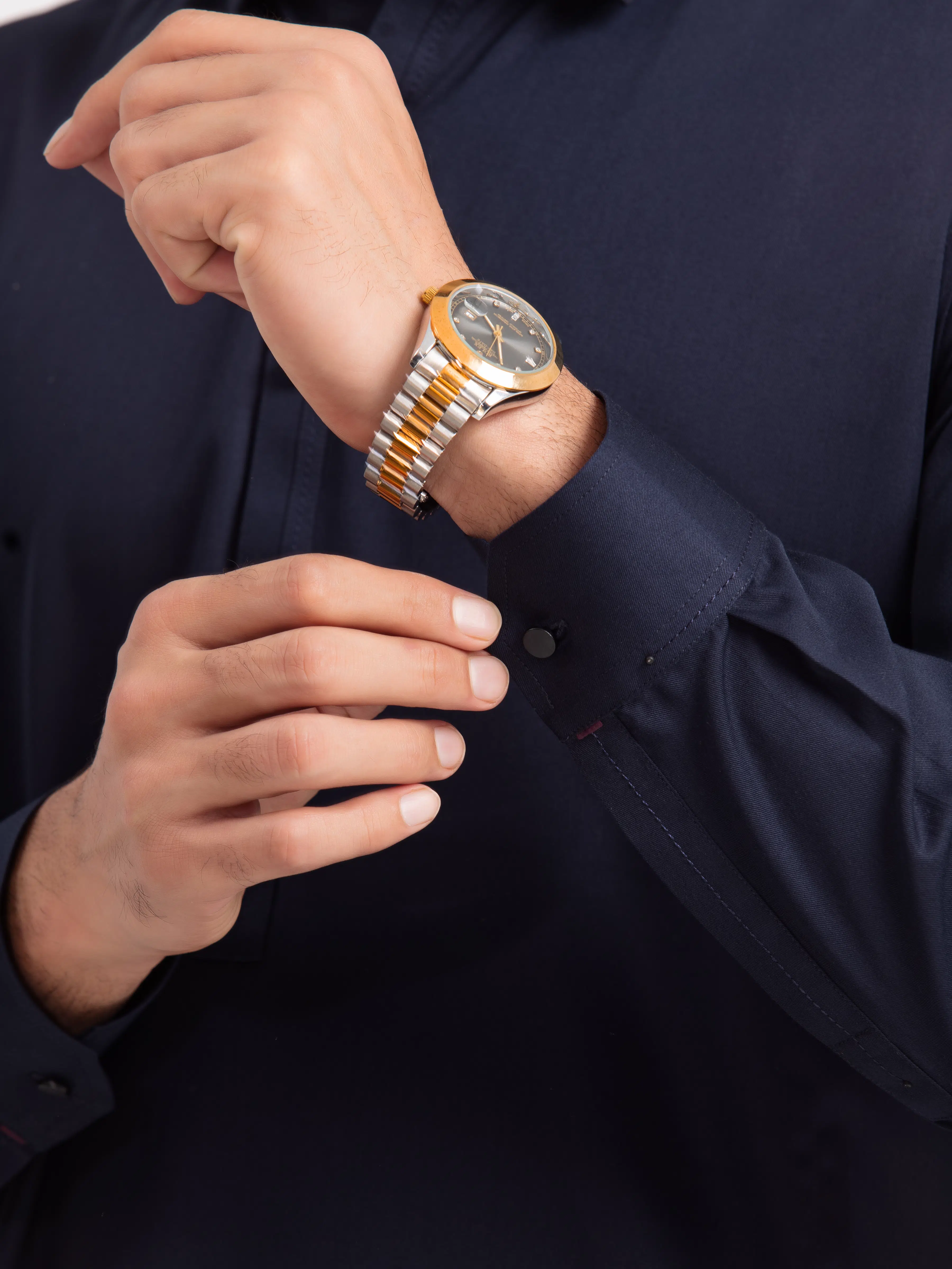 Men's Navy Blue Shalwar Kameez - EMTKST24-99481 - Image 4