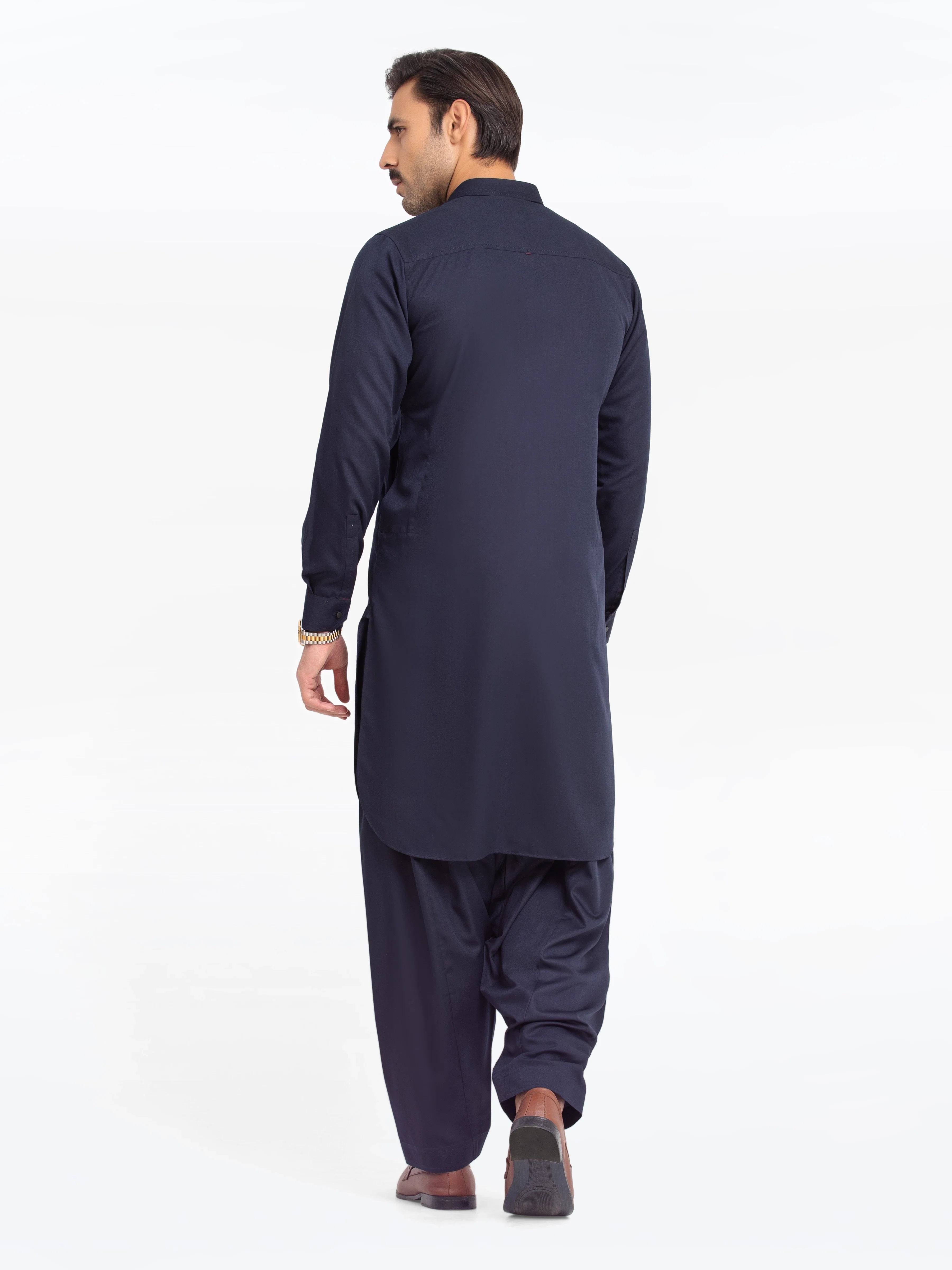 Men's Navy Blue Shalwar Kameez - EMTKST24-99481 - Image 5