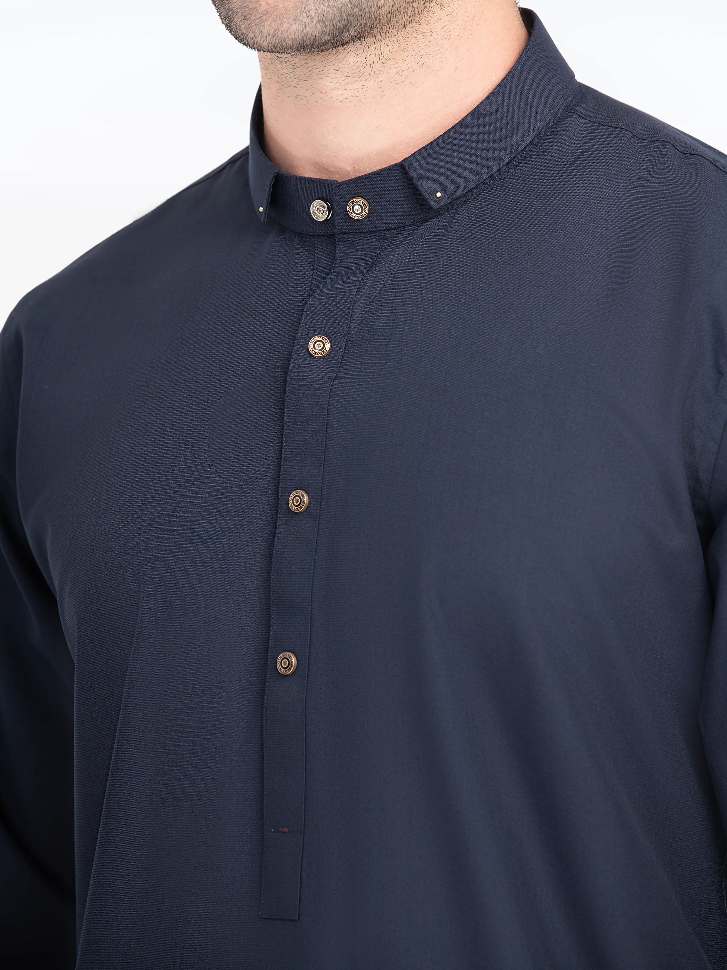 Men's Navy Blue Shalwar Kameez - EMTKST5-99534 - Image 3