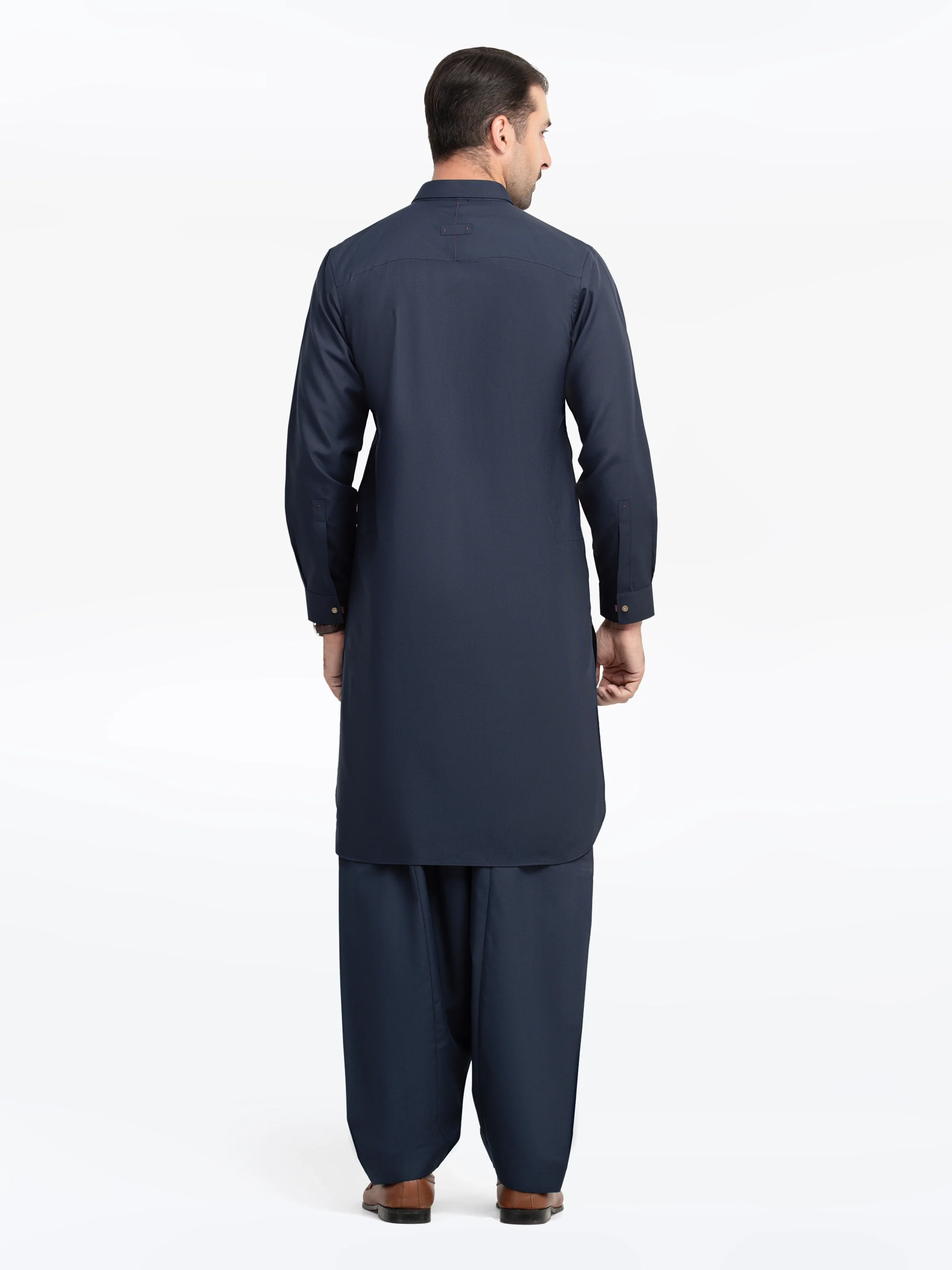 Men's Navy Blue Shalwar Kameez - EMTKST5-99534 - Image 6