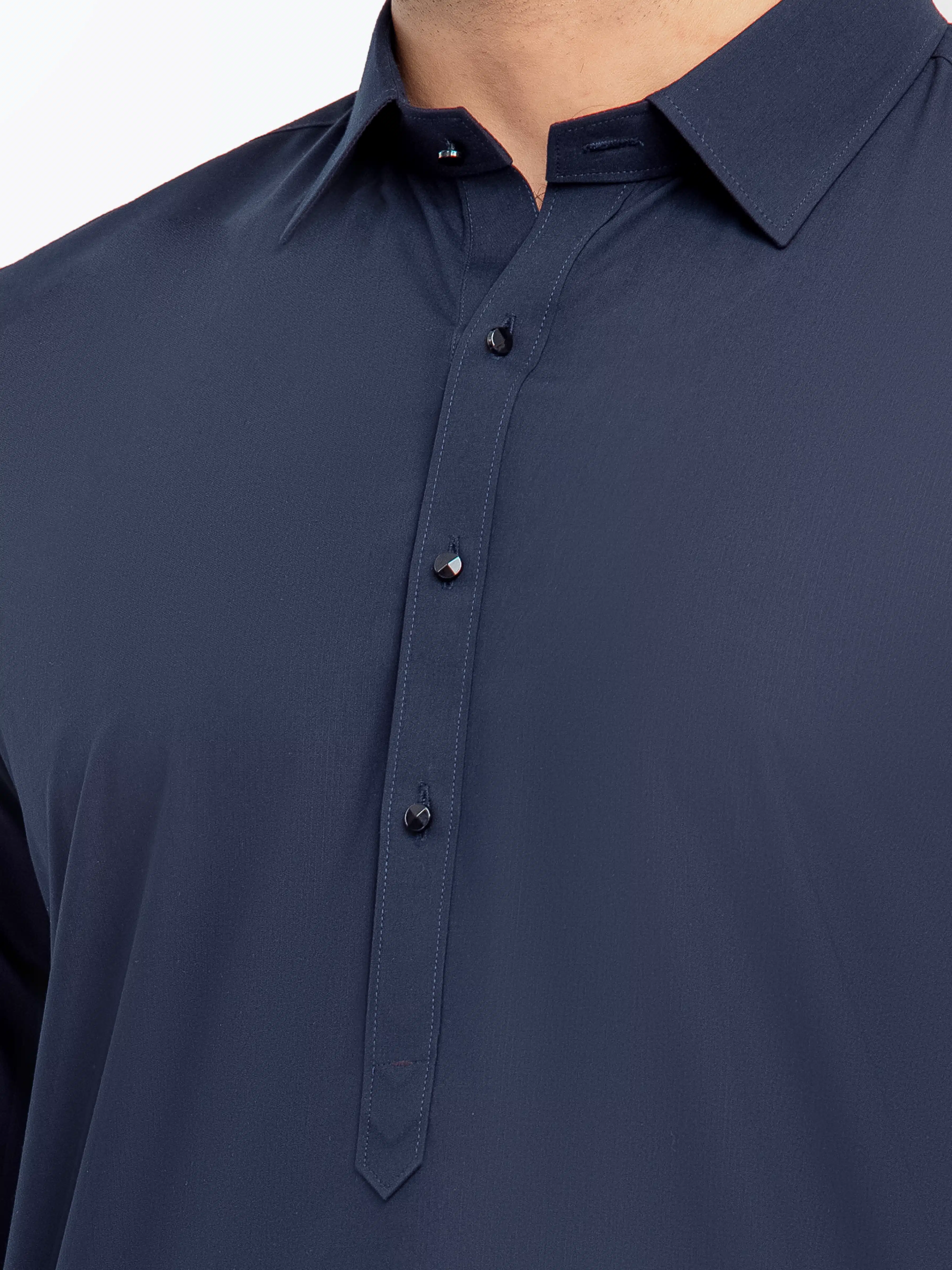 Men's Navy Blue Shalwar Kameez - EMTKST5-99560 - Image 3