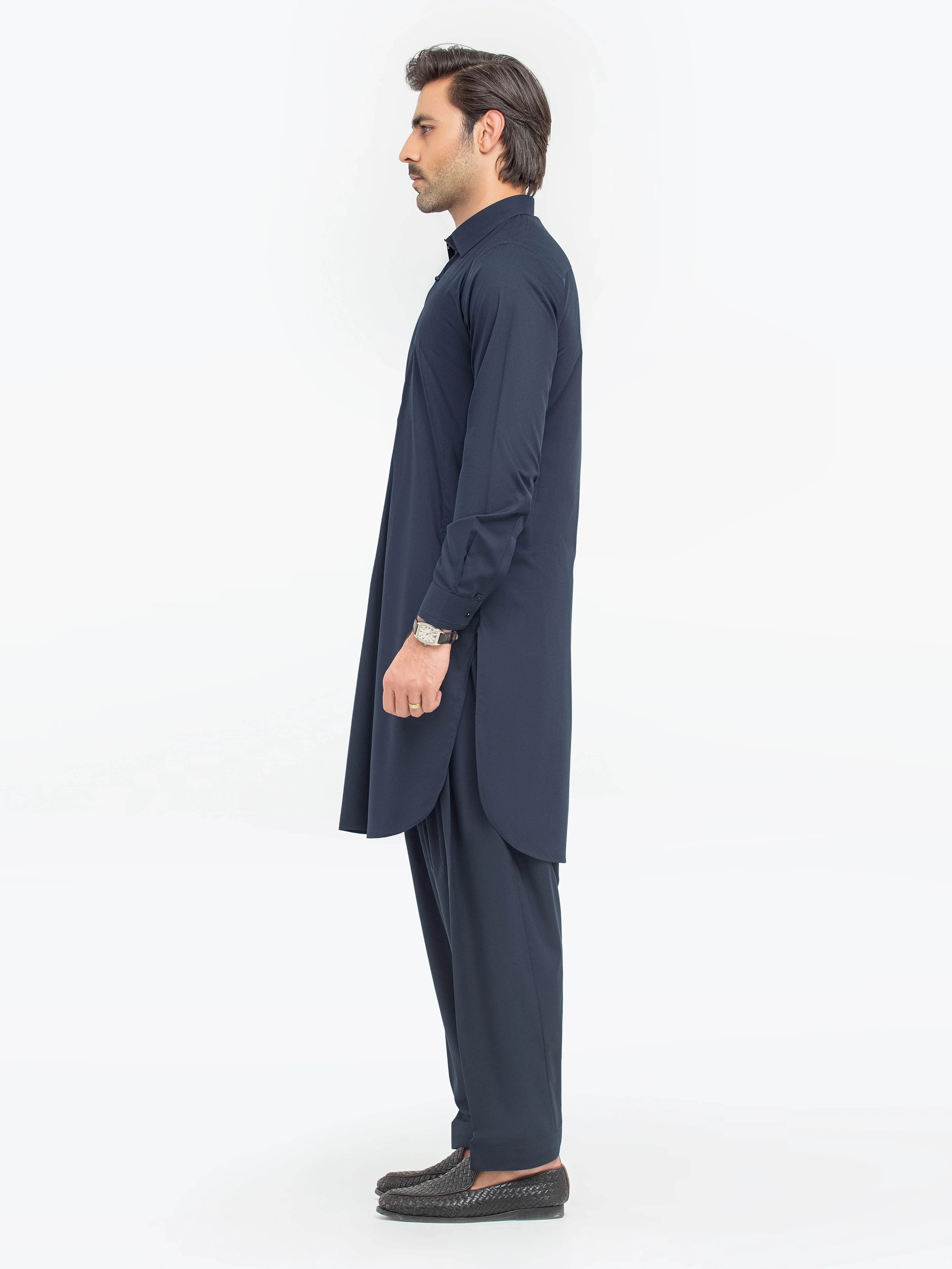 Men's Navy Blue Shalwar Kameez - EMTKST5-99560 - Image 4