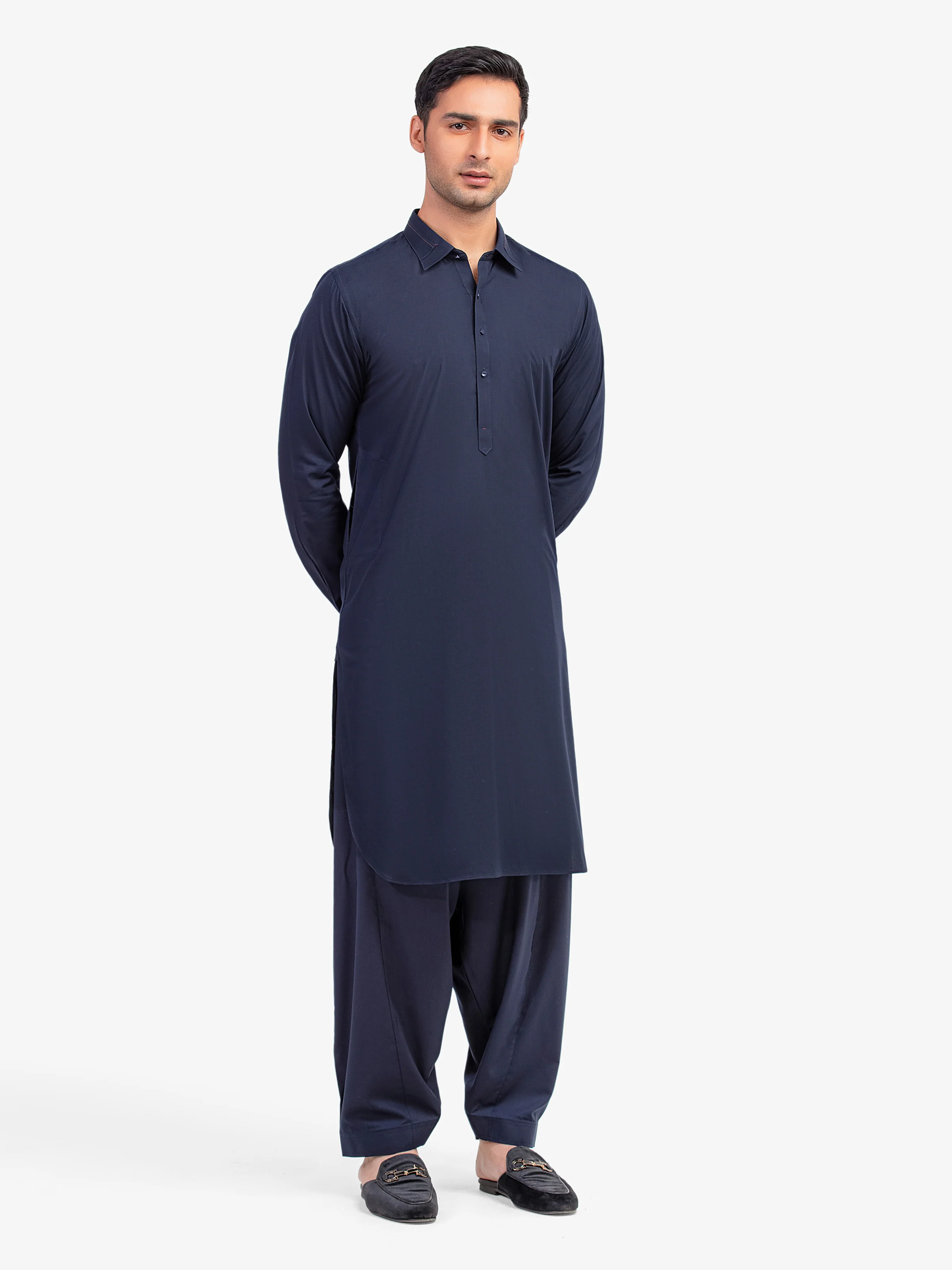 Men's Navy Blue Shalwar Kameez - EMTKST5-99586