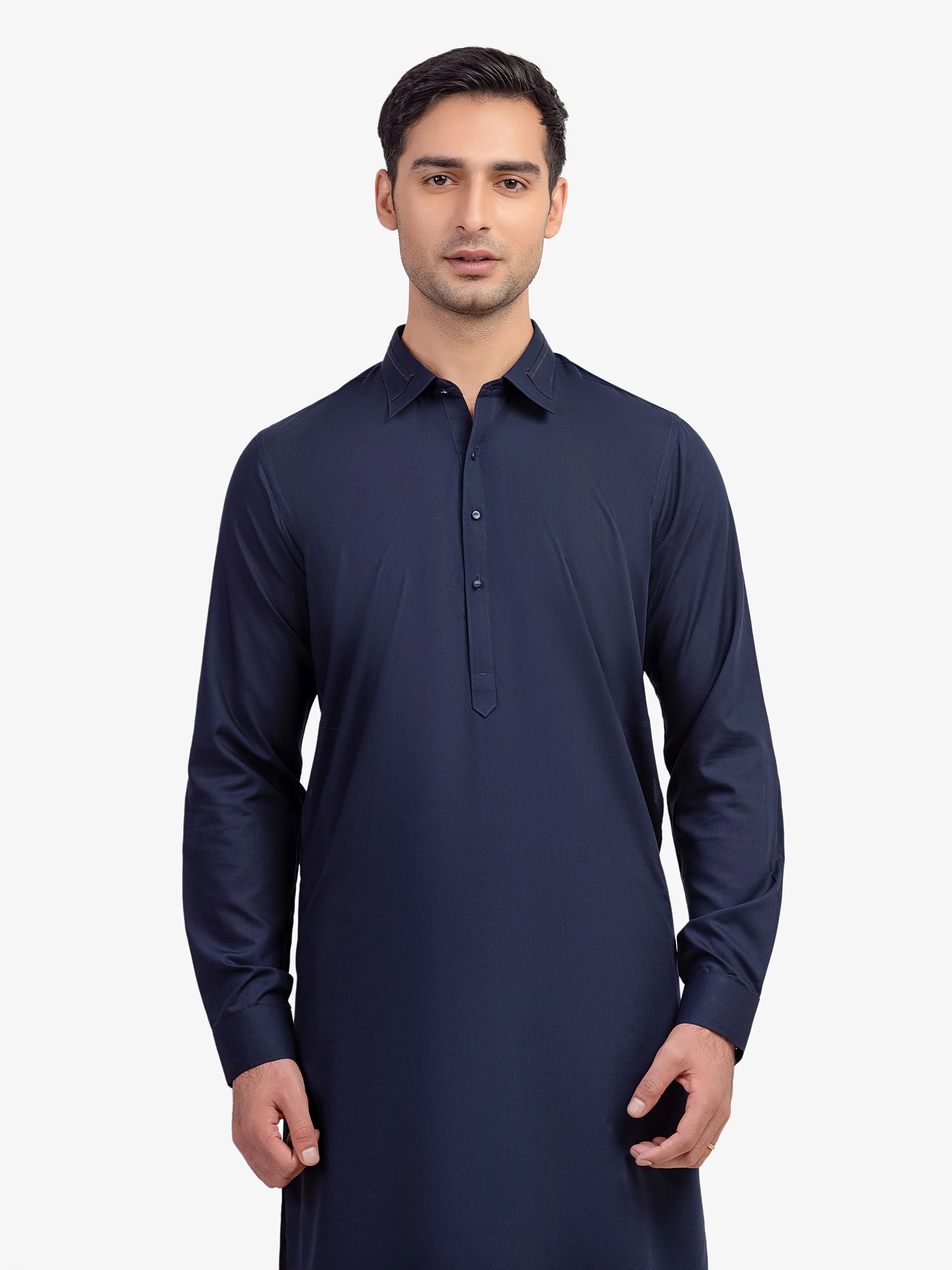 Men's Navy Blue Shalwar Kameez - EMTKST5-99586 - Image 2