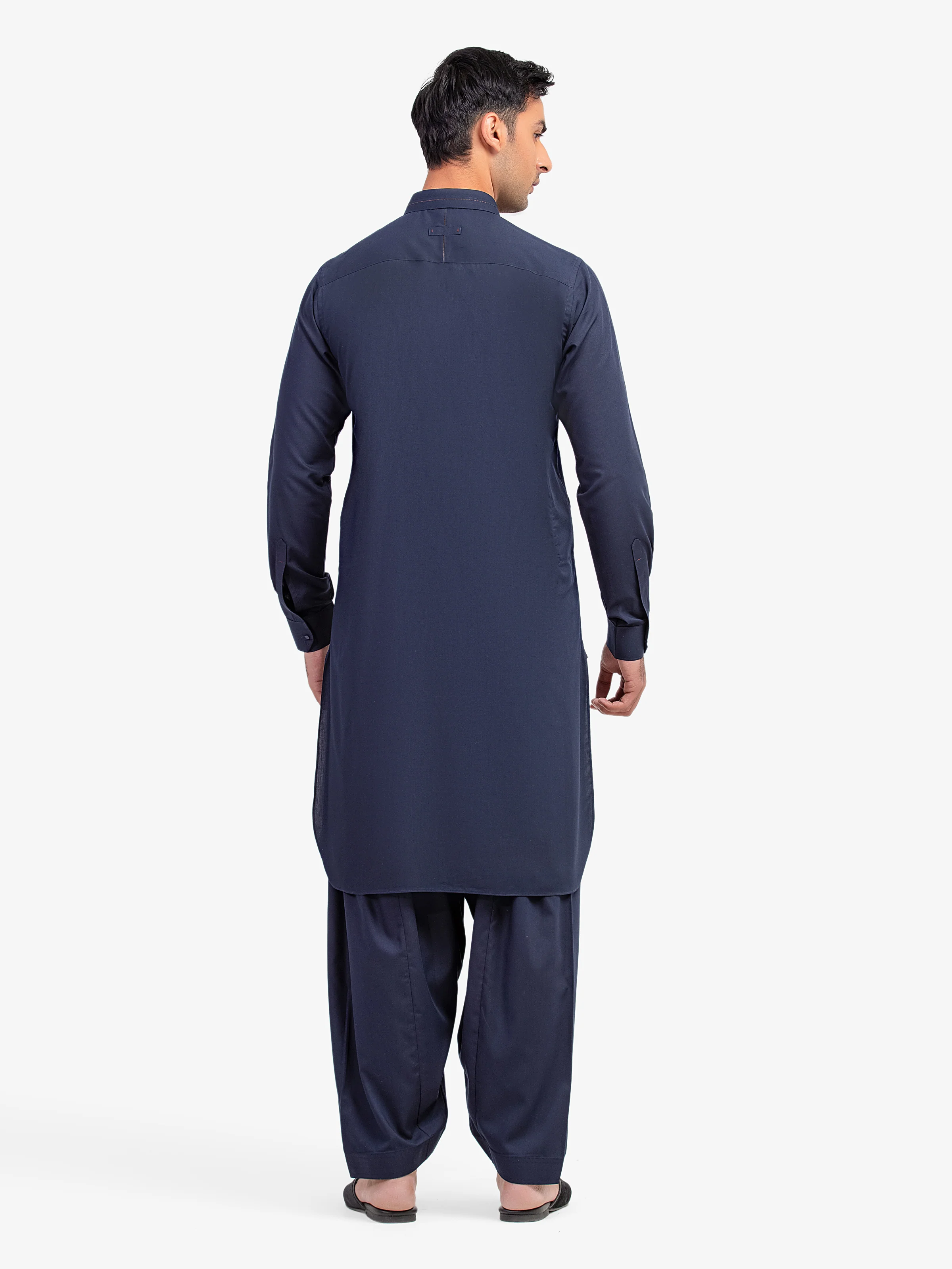 Men's Navy Blue Shalwar Kameez - EMTKST5-99586 - Image 5