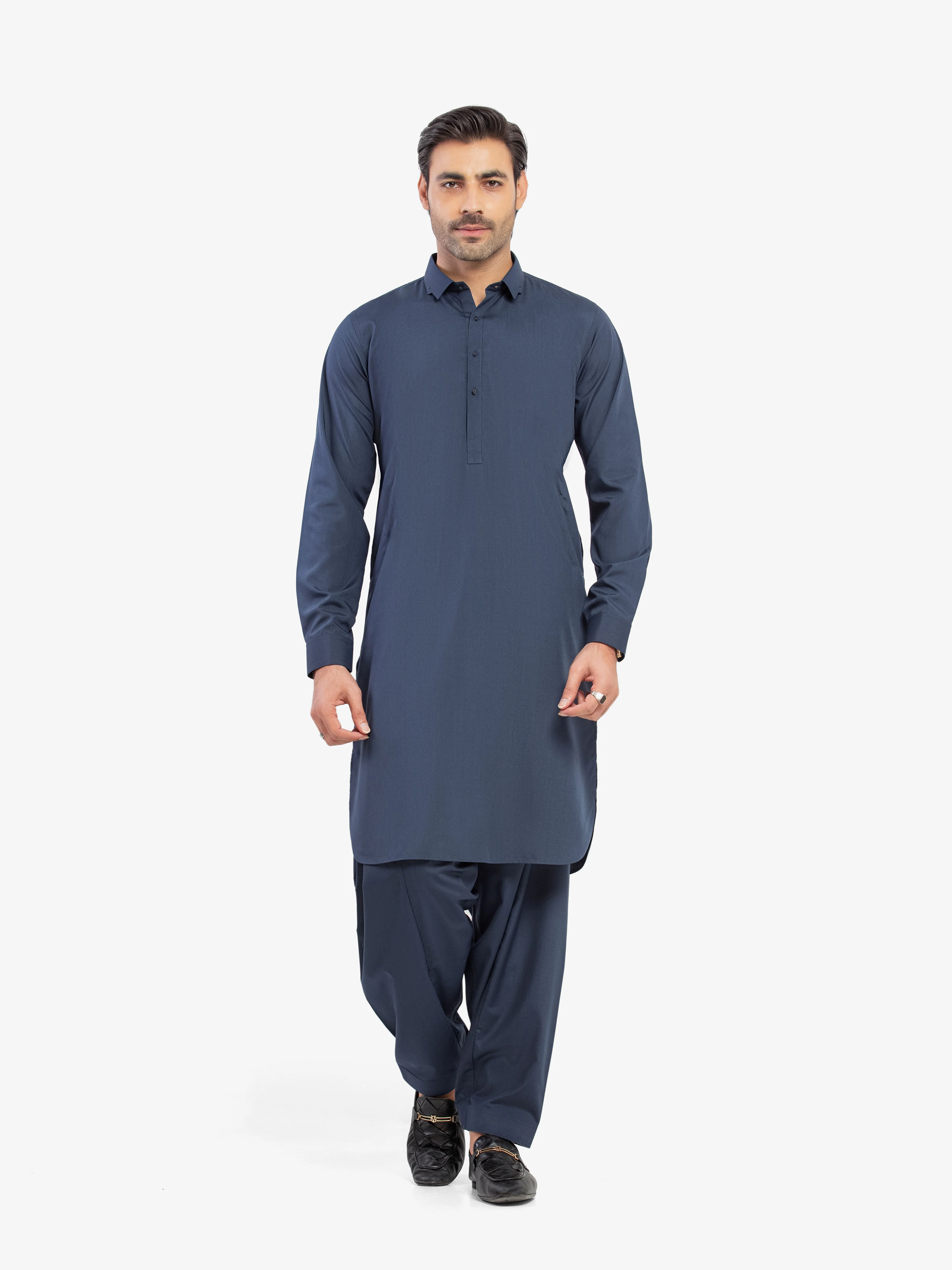 Men's Navy Blue Shalwar Kameez - EMTKST5-99609