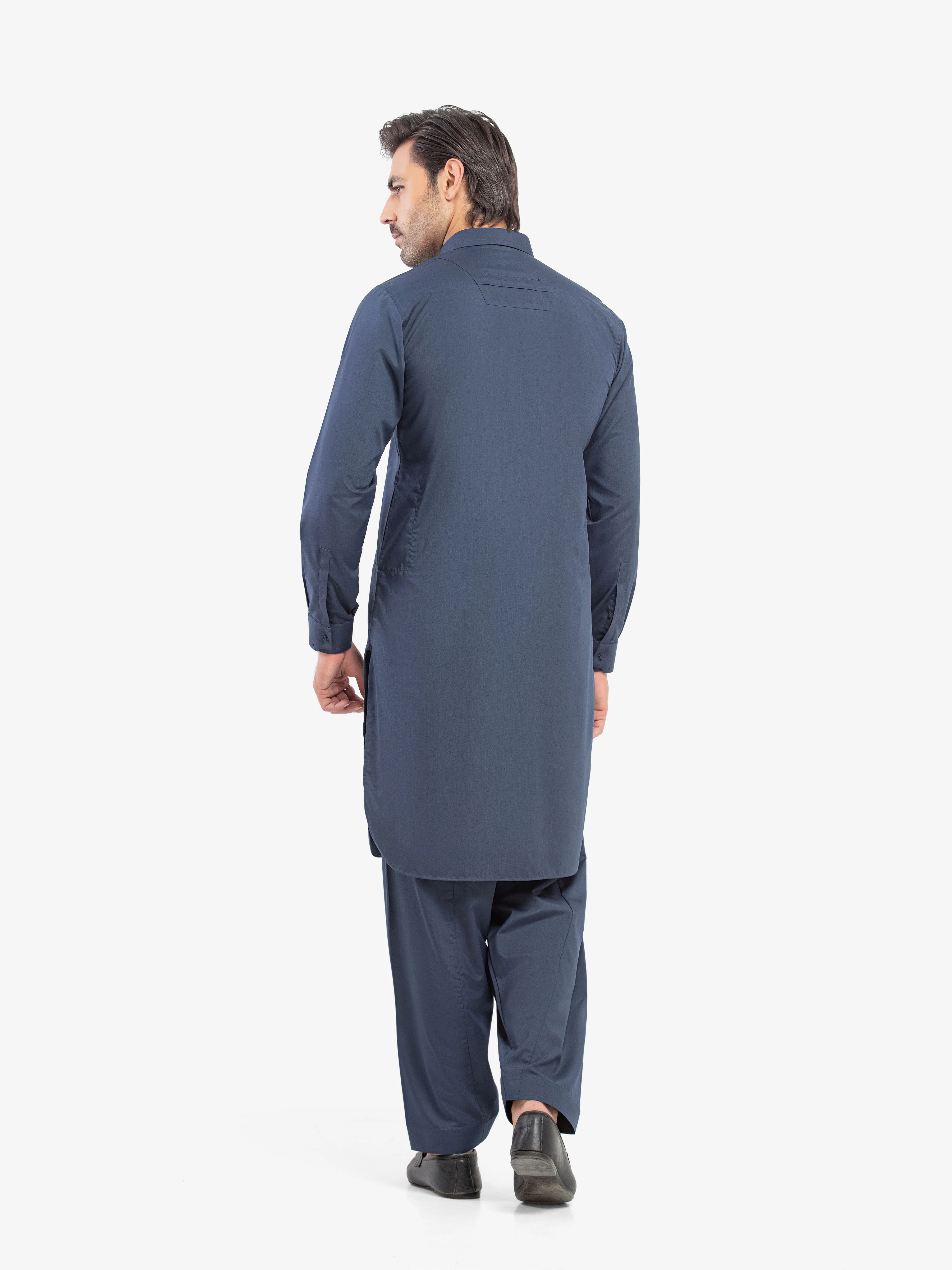 Men's Navy Blue Shalwar Kameez - EMTKST5-99609 - Image 5