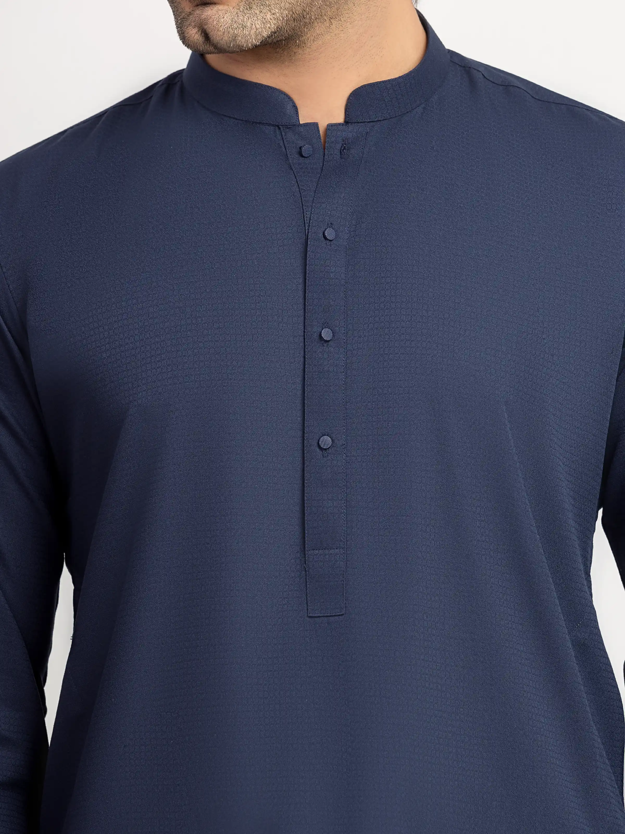 Men's Navy Blue Shalwar Kameez - EMTKST5-99626 - Image 3