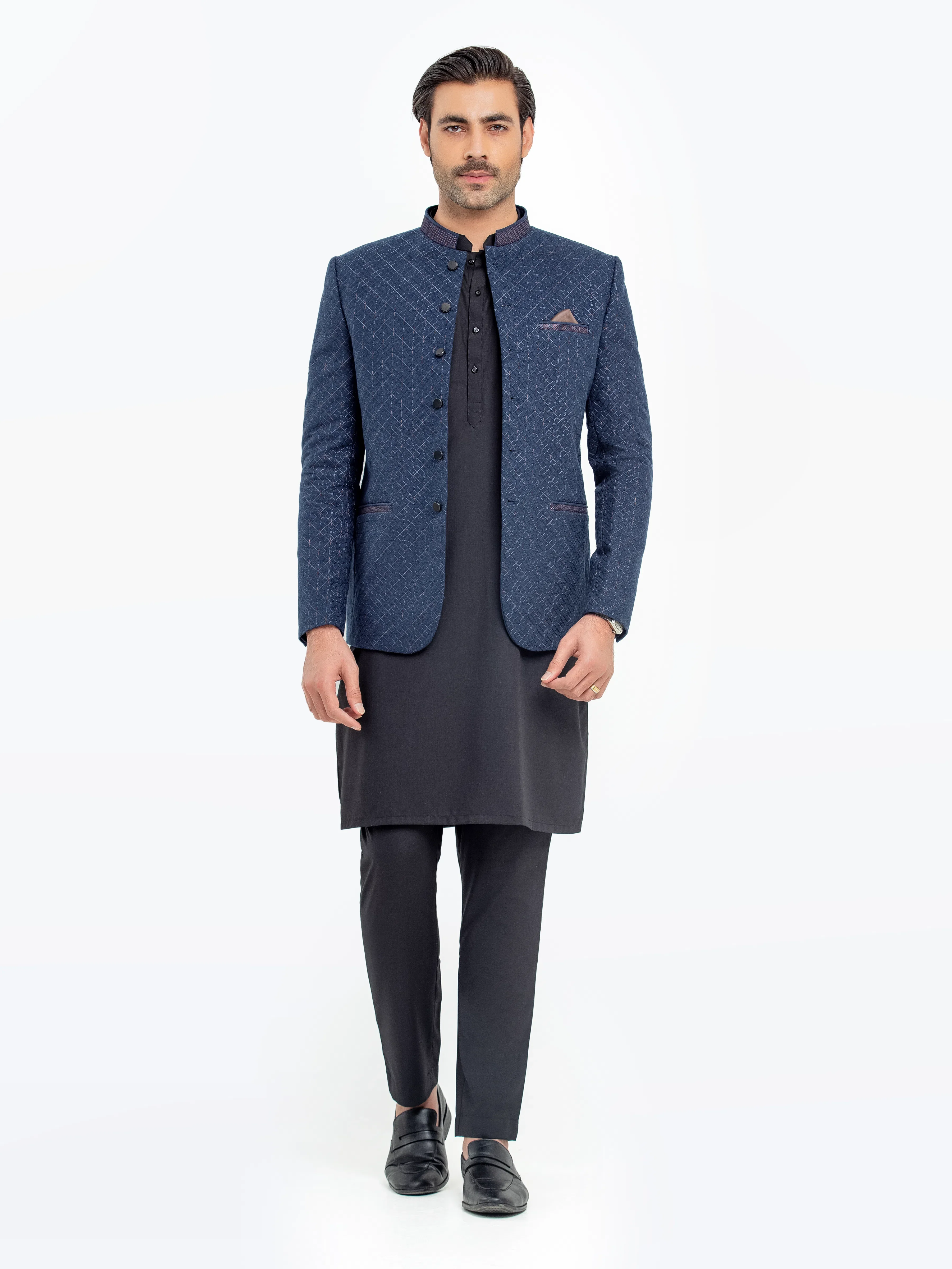 Men's Navy Blue Prince Coat - EMTPC5-009 - Image 2