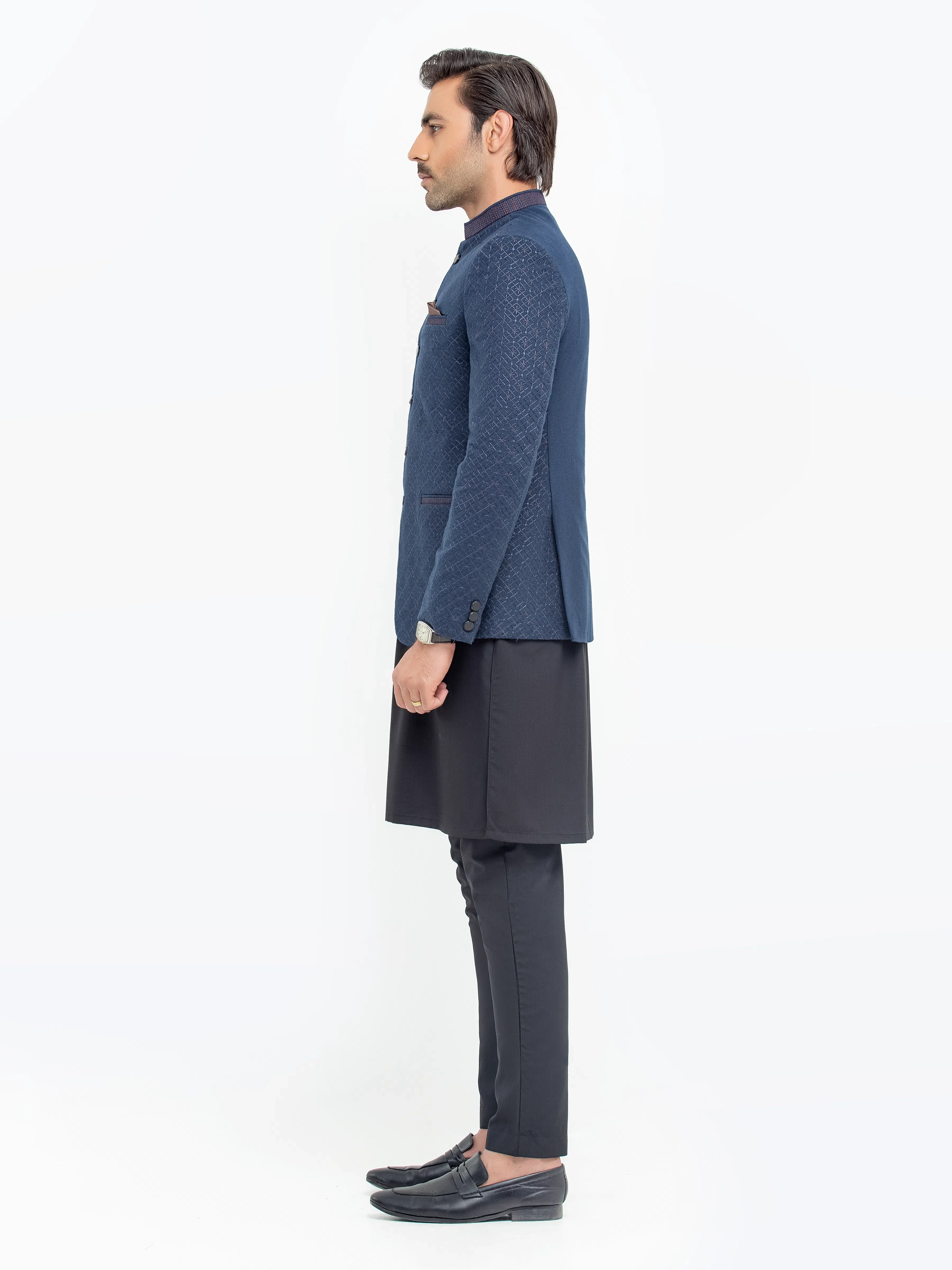 Men's Navy Blue Prince Coat - EMTPC5-009 - Image 4