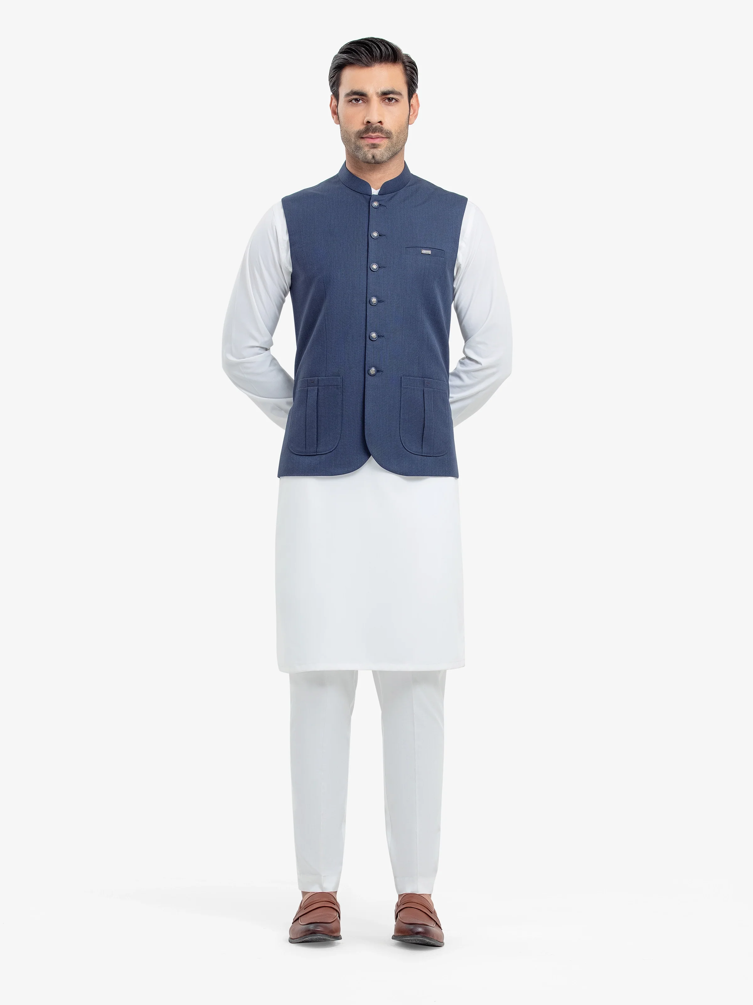 Men's Navy Blue Waist Coat - EMTWC5-35940 - Image 2