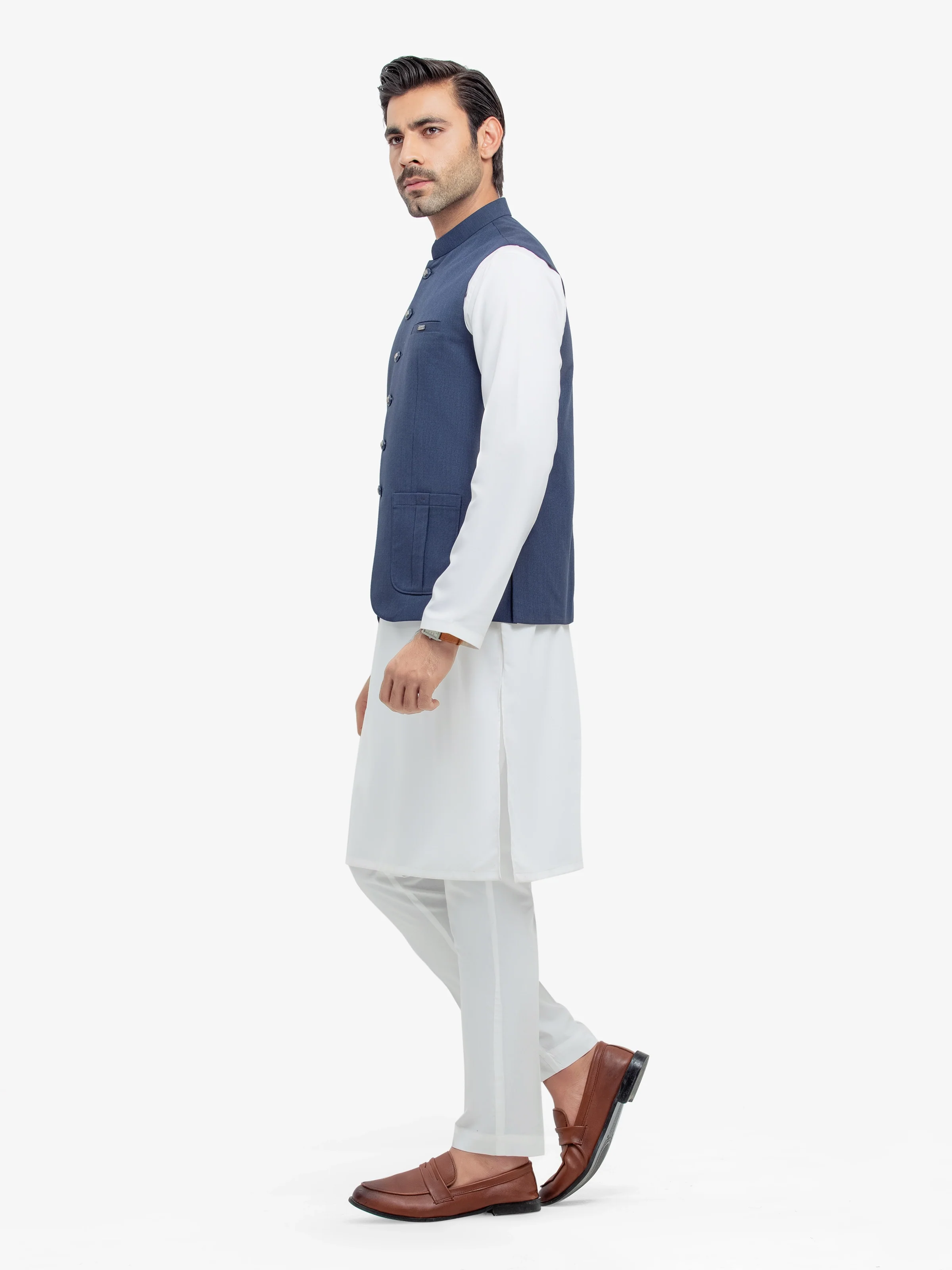 Men's Navy Blue Waist Coat - EMTWC5-35940 - Image 4