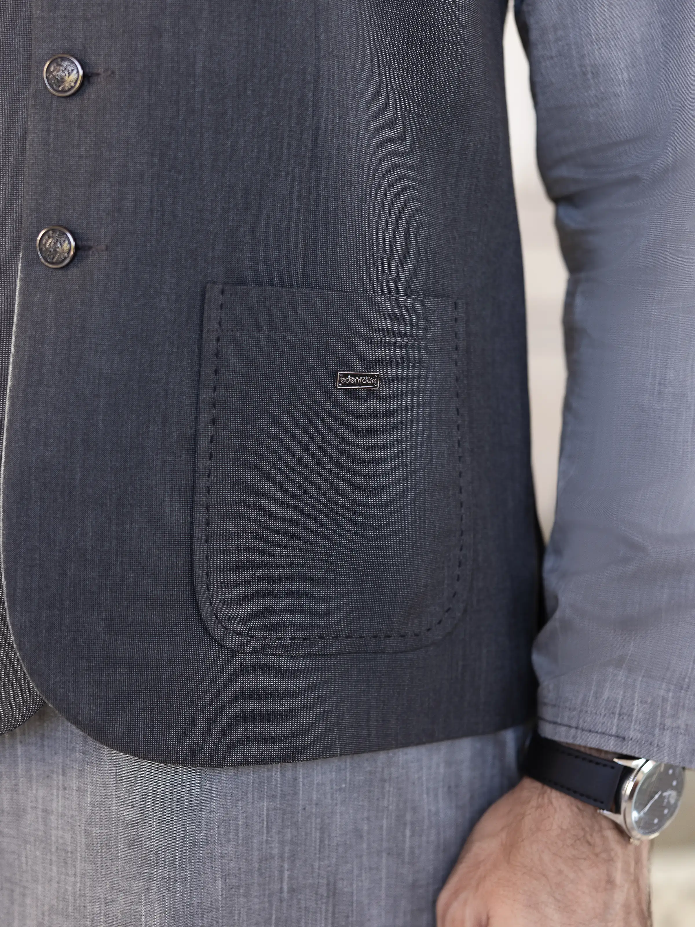 Men's Dark Grey Waist Coat - EMTWC5-35936 - Image 3
