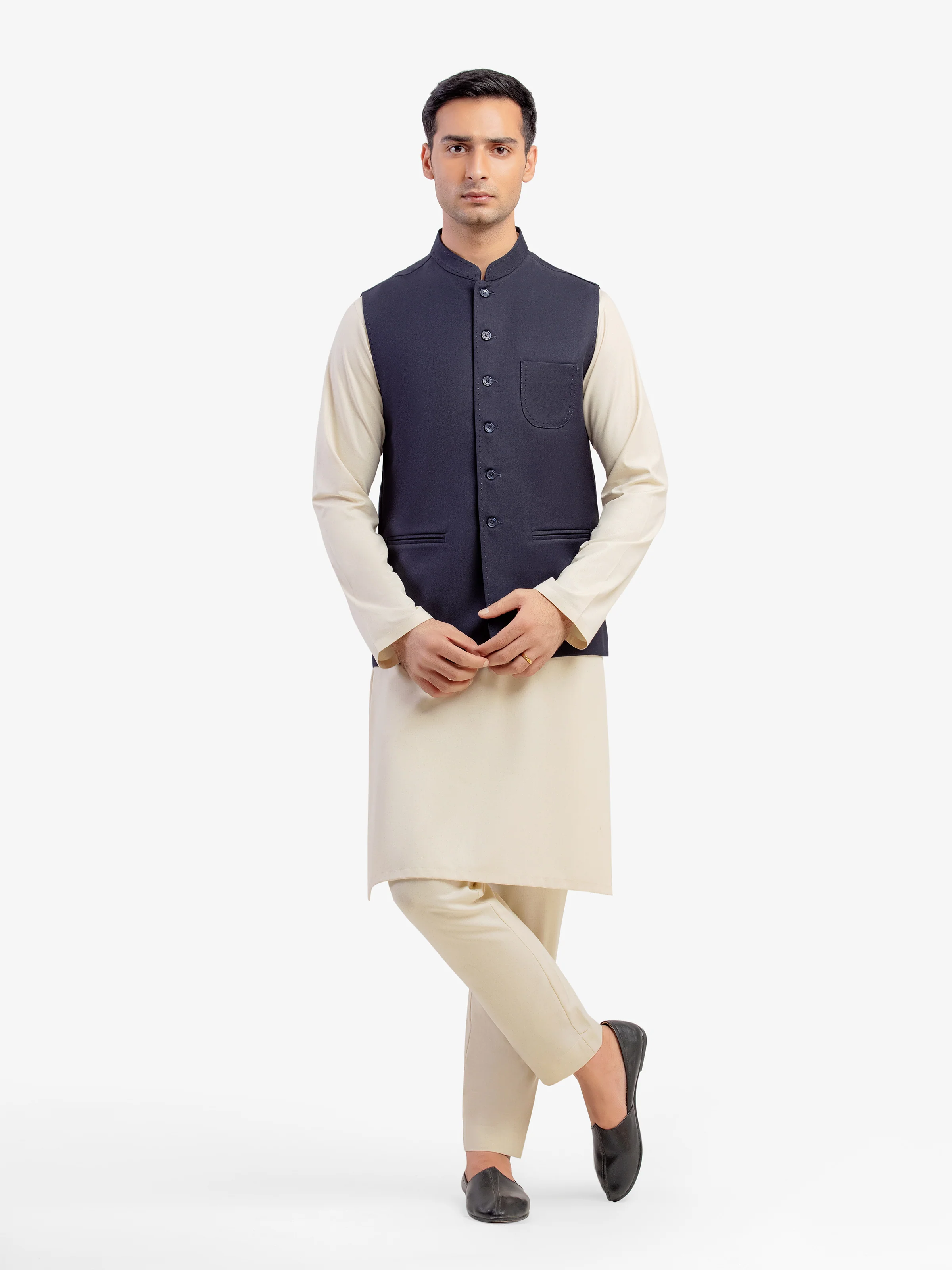 Men's Navy Blue Waist Coat - EMTWC5-35941 - Image 2