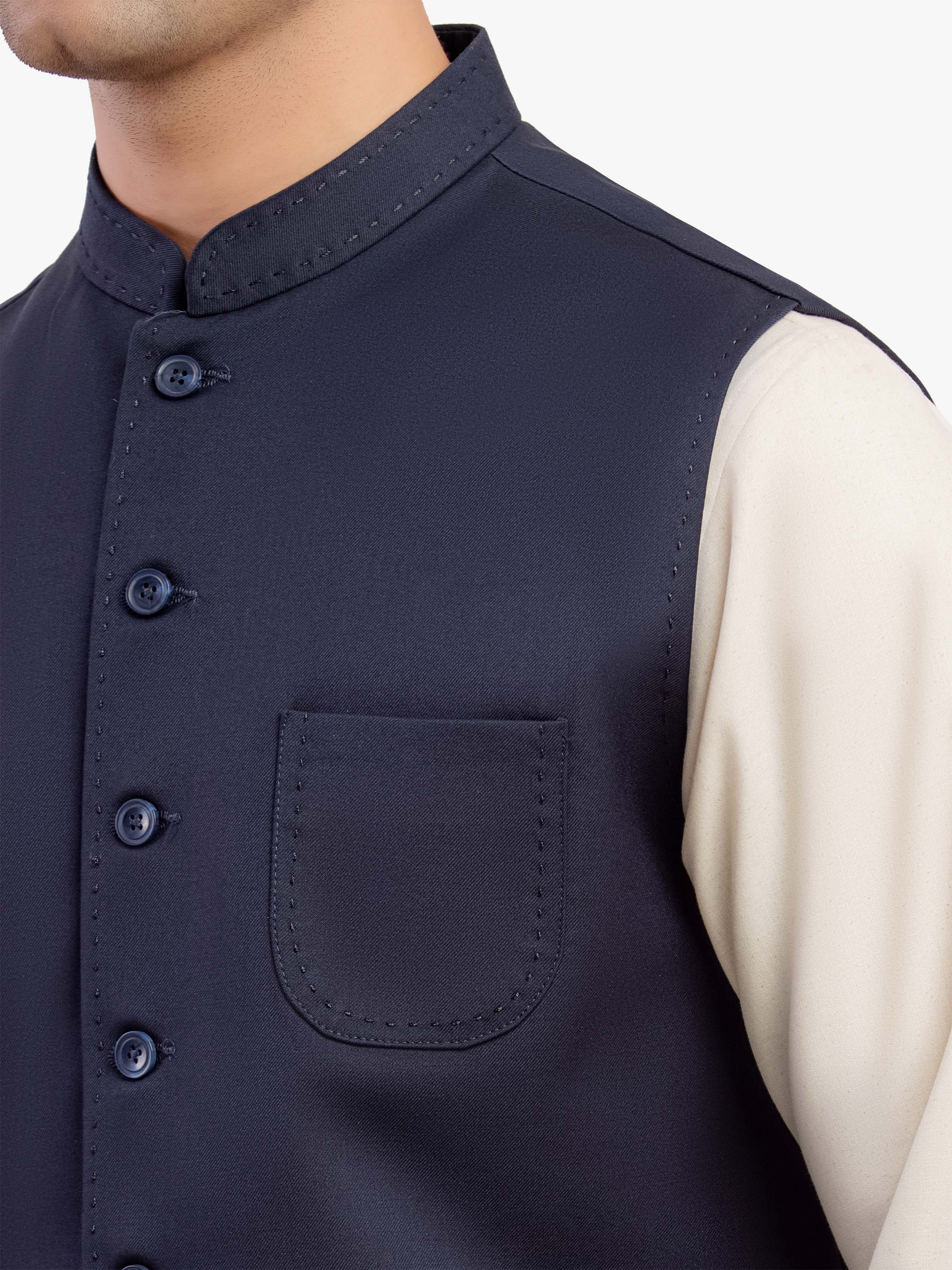 Men's Navy Blue Waist Coat - EMTWC5-35941 - Image 3