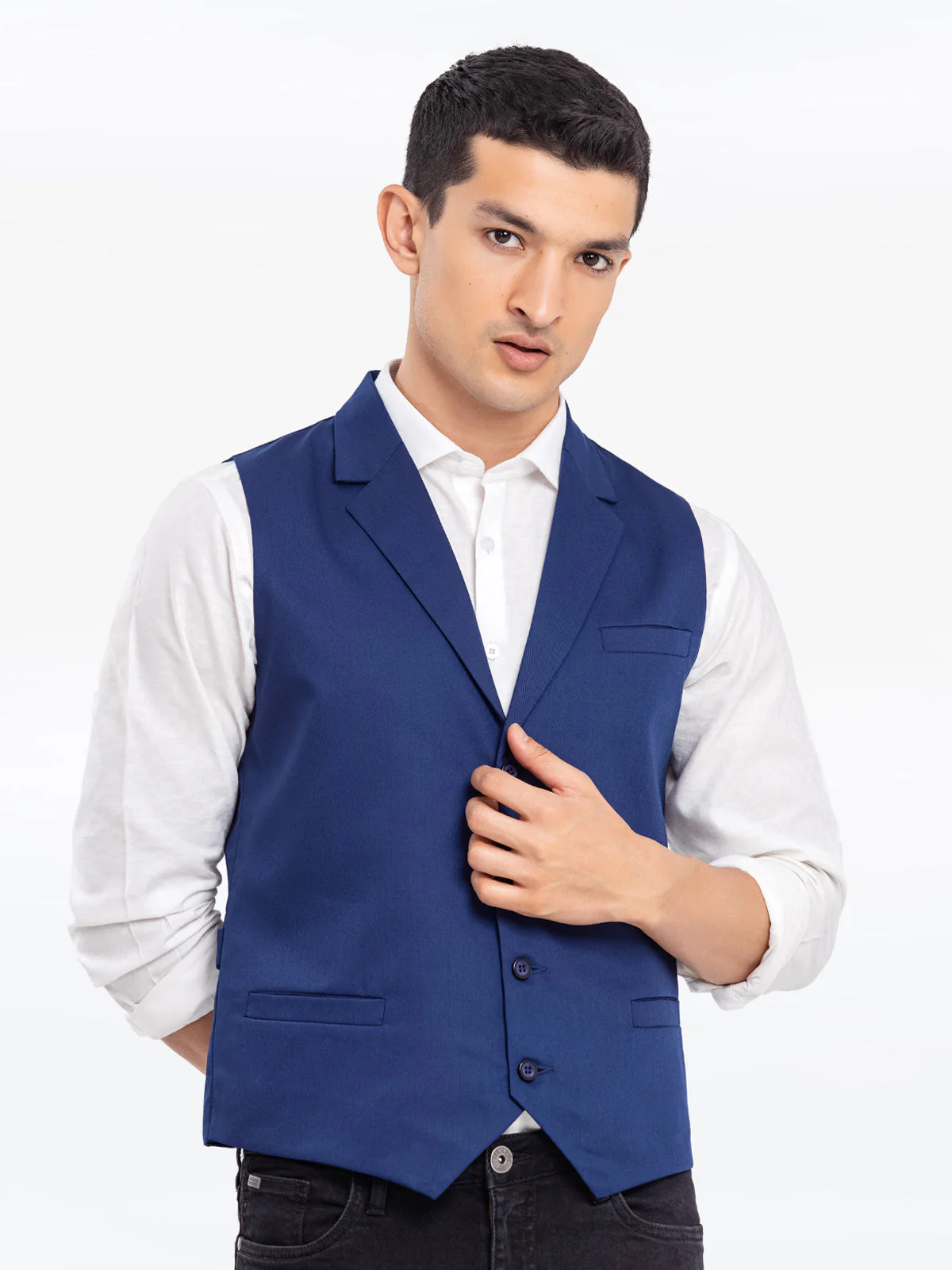 Men's Navy Blue Waist Coat - EMTWCF24-35905 - Image 2