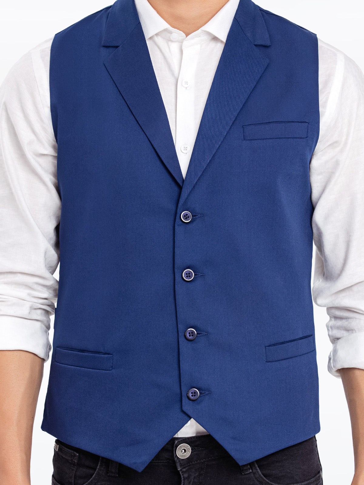 Men's Navy Blue Waist Coat - EMTWCF24-35905 - Image 4