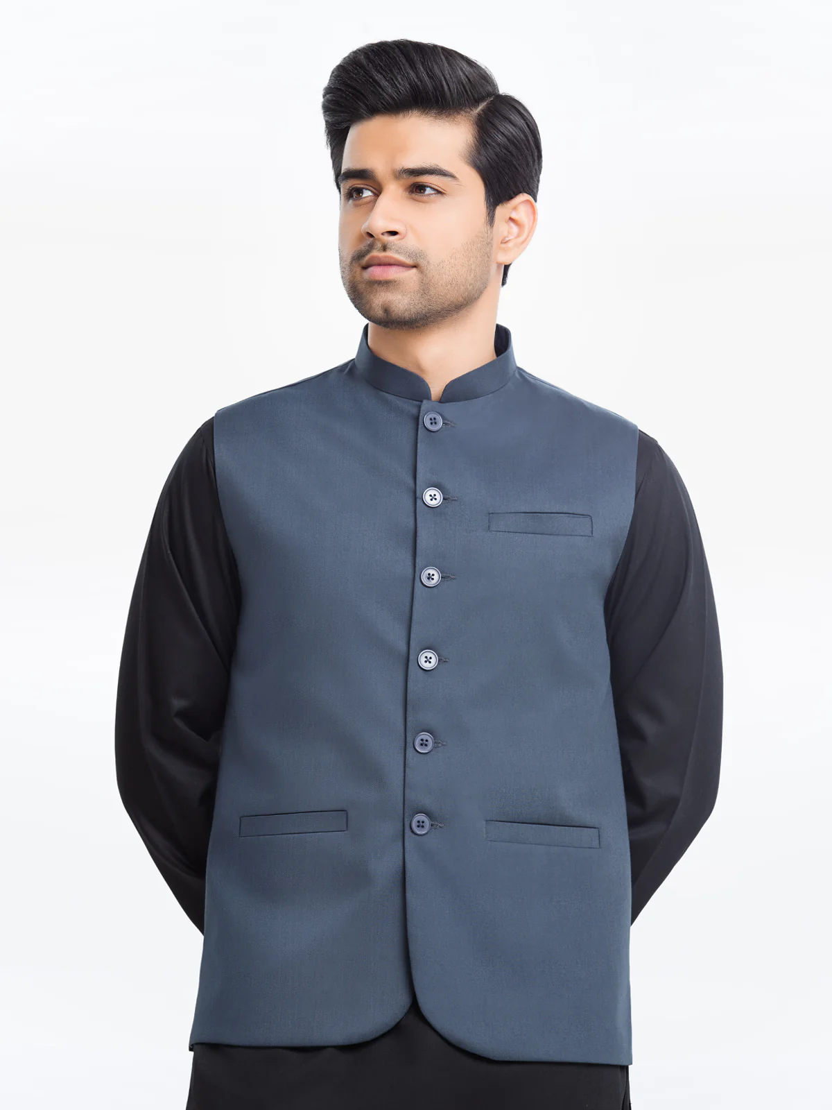Men's Navy Blue Waist Coat - EMTWCP24-35897 - Image 2