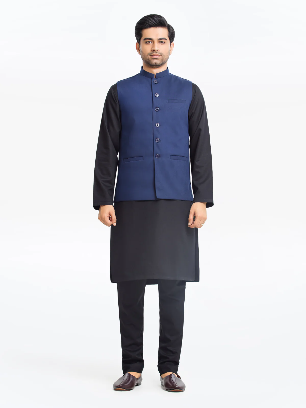 Men's Navy Blue Waist Coat  - EMTWCP24-35898 - Image 2