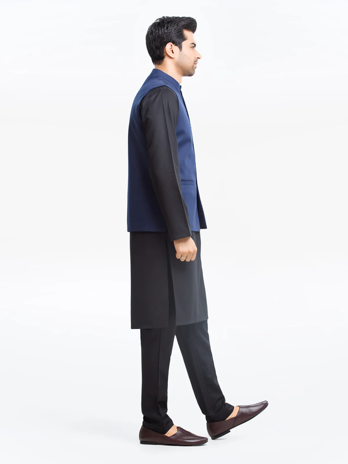 Men's Navy Blue Waist Coat  - EMTWCP24-35898 - Image 3