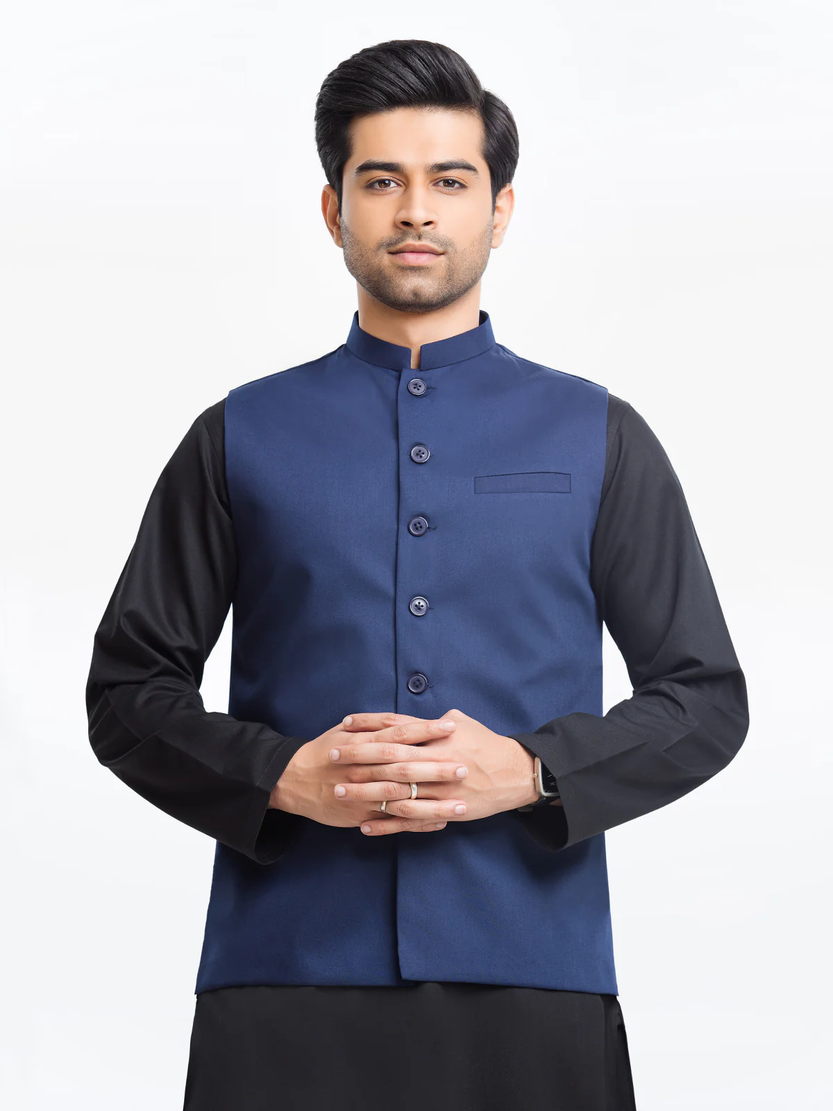 Men's Navy Blue Waist Coat  - EMTWCP24-35898 - Image 4