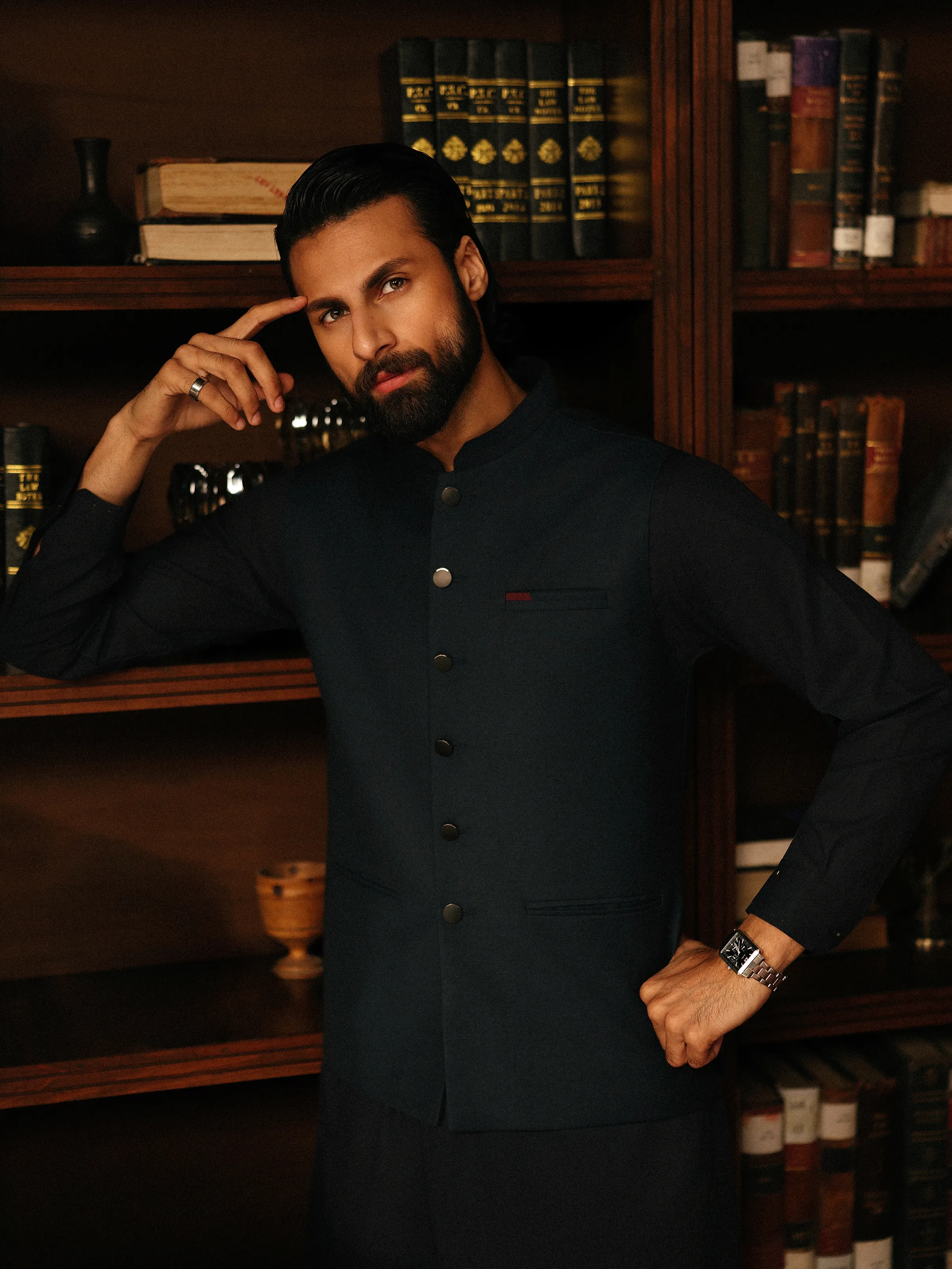 Men's Navy Blue Waist Coat - EMTWCP5-35981 - Image 5