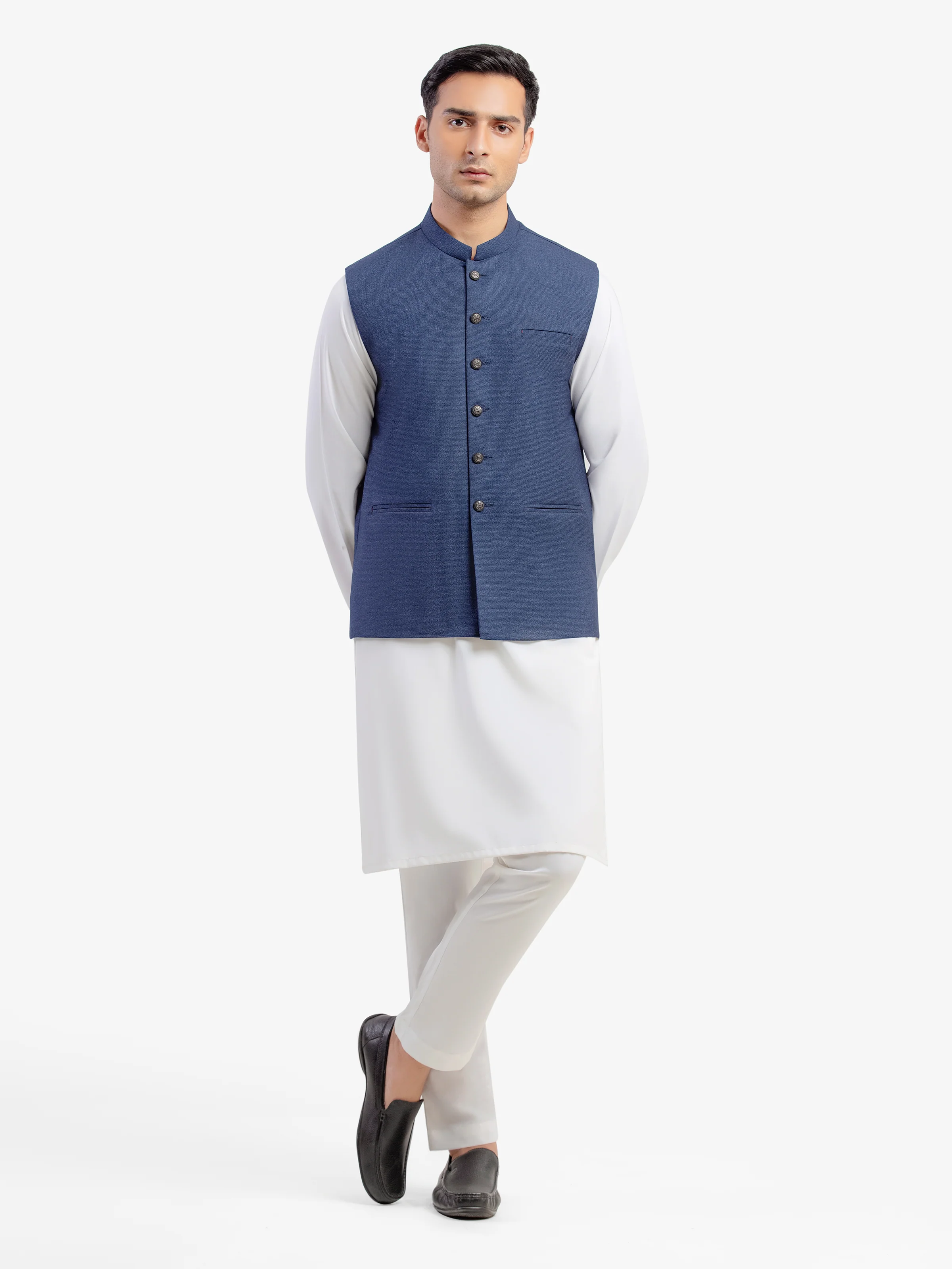 Men's Navy Blue Waist Coat - EMTWCP5-35984 - Image 2