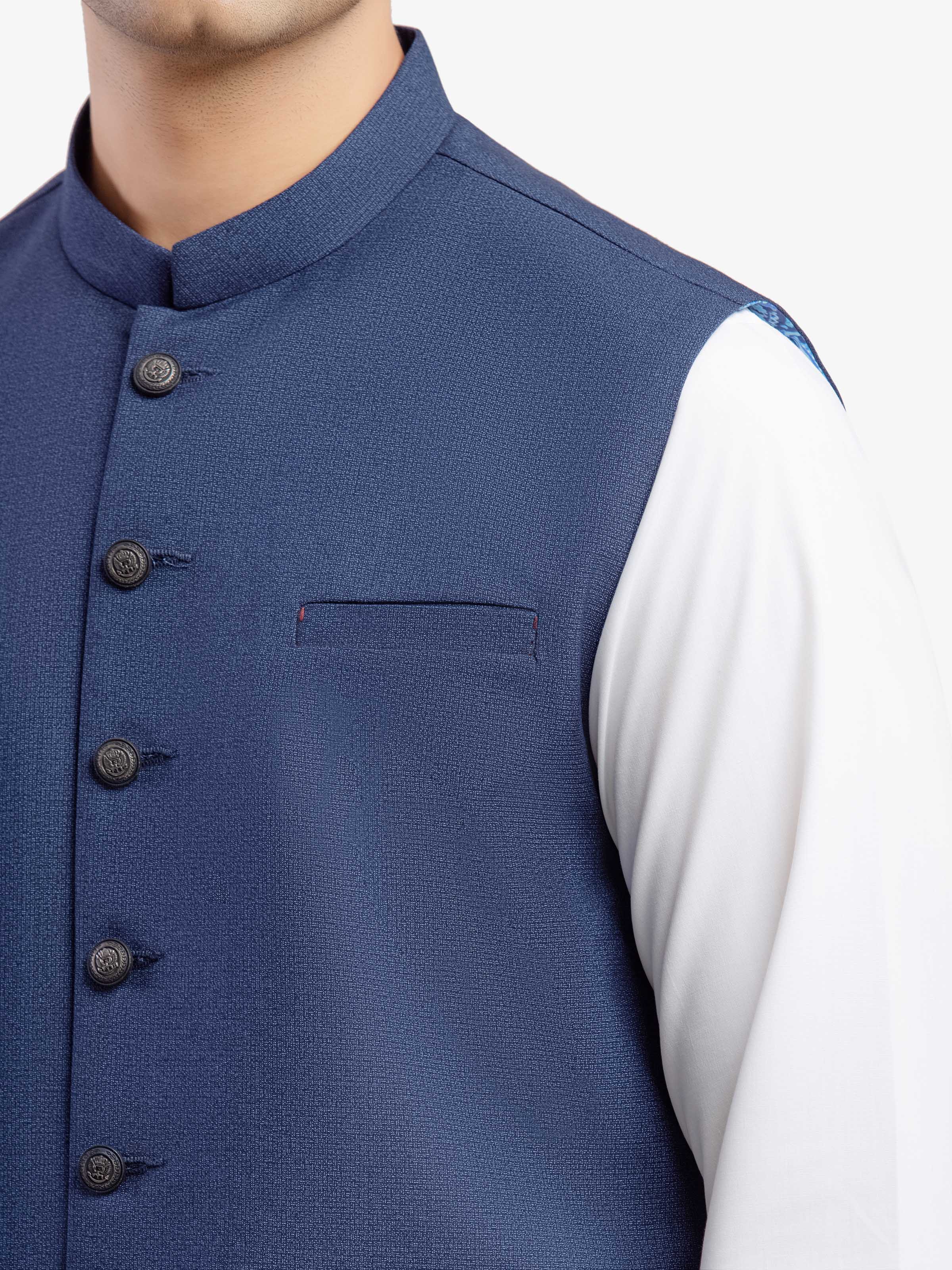 Men's Navy Blue Waist Coat - EMTWCP5-35984 - Image 3
