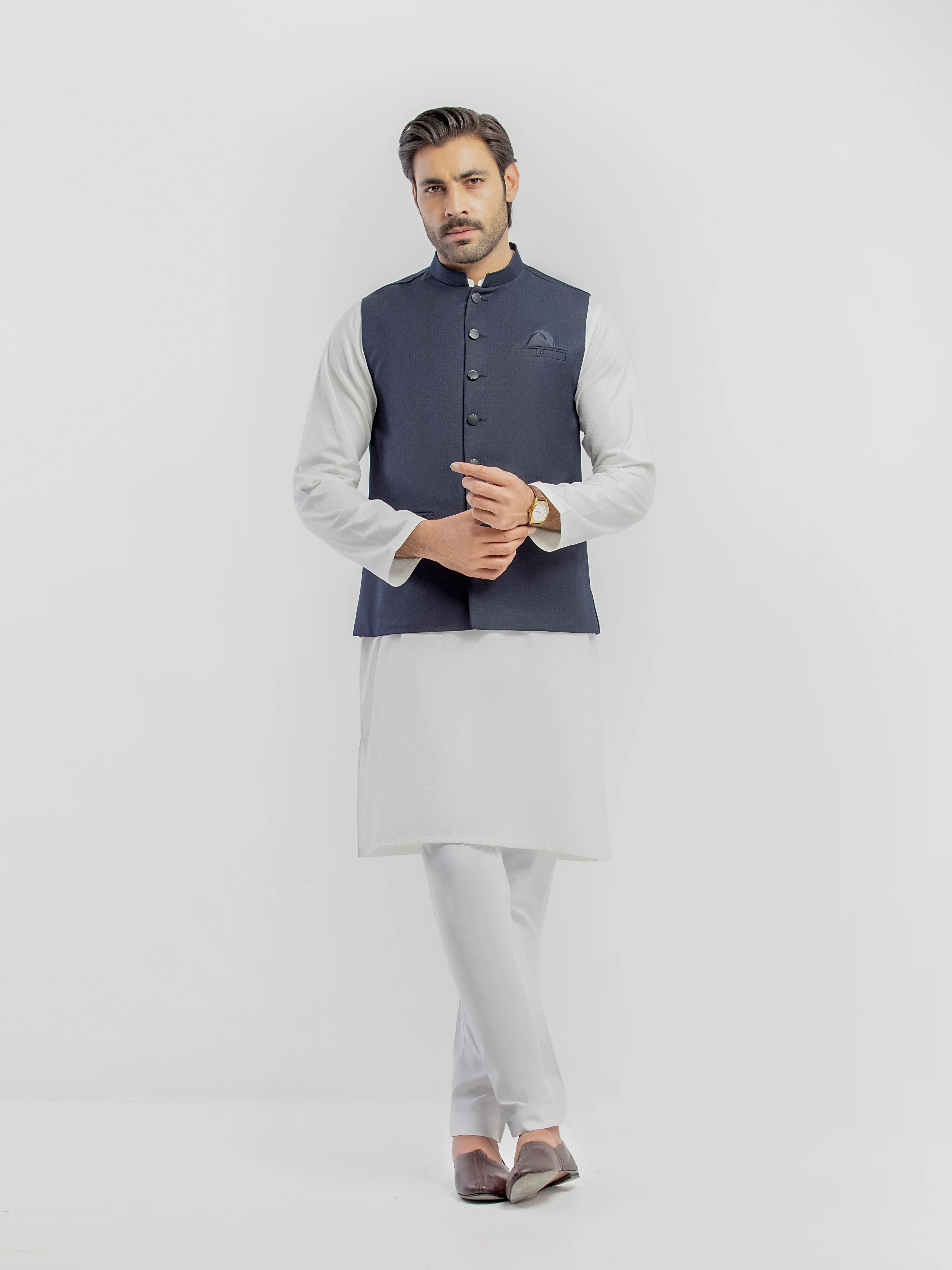 Men's Navy Blue Waist Coat - EMTWCP5-35999 - Image 2