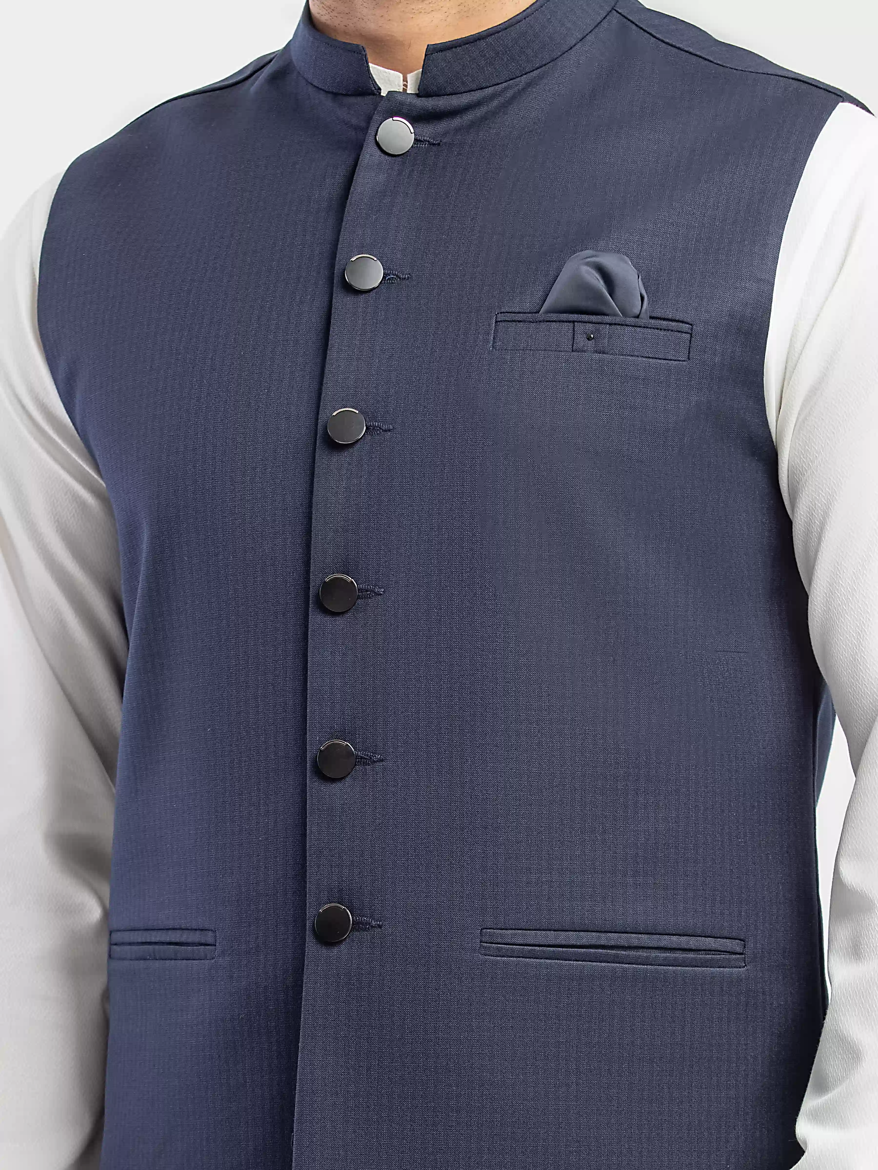 Men's Navy Blue Waist Coat - EMTWCP5-35999 - Image 3