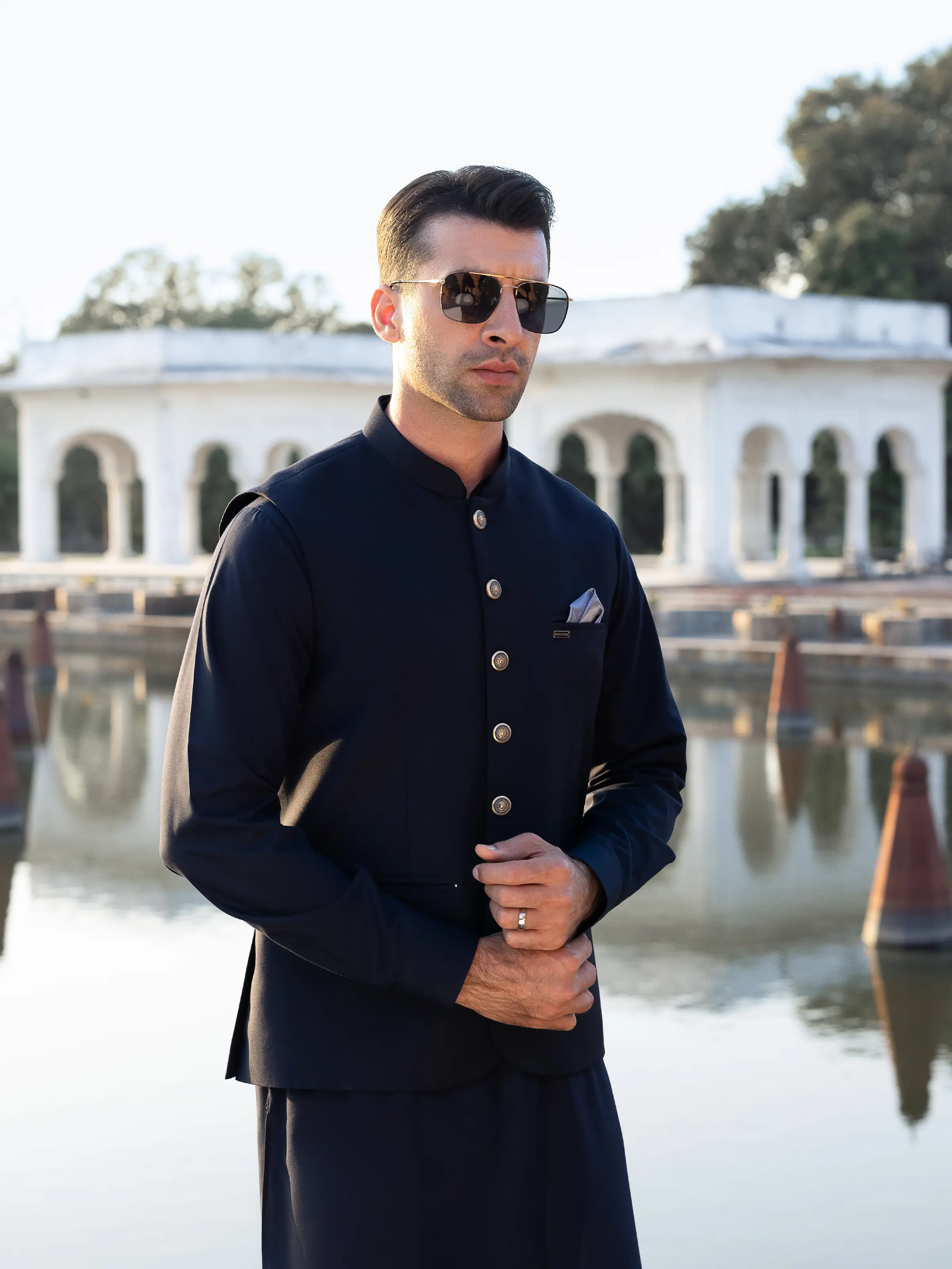 Men's Navy Blue Waist Coat Suit - EMTWCS5-006 - Image 2