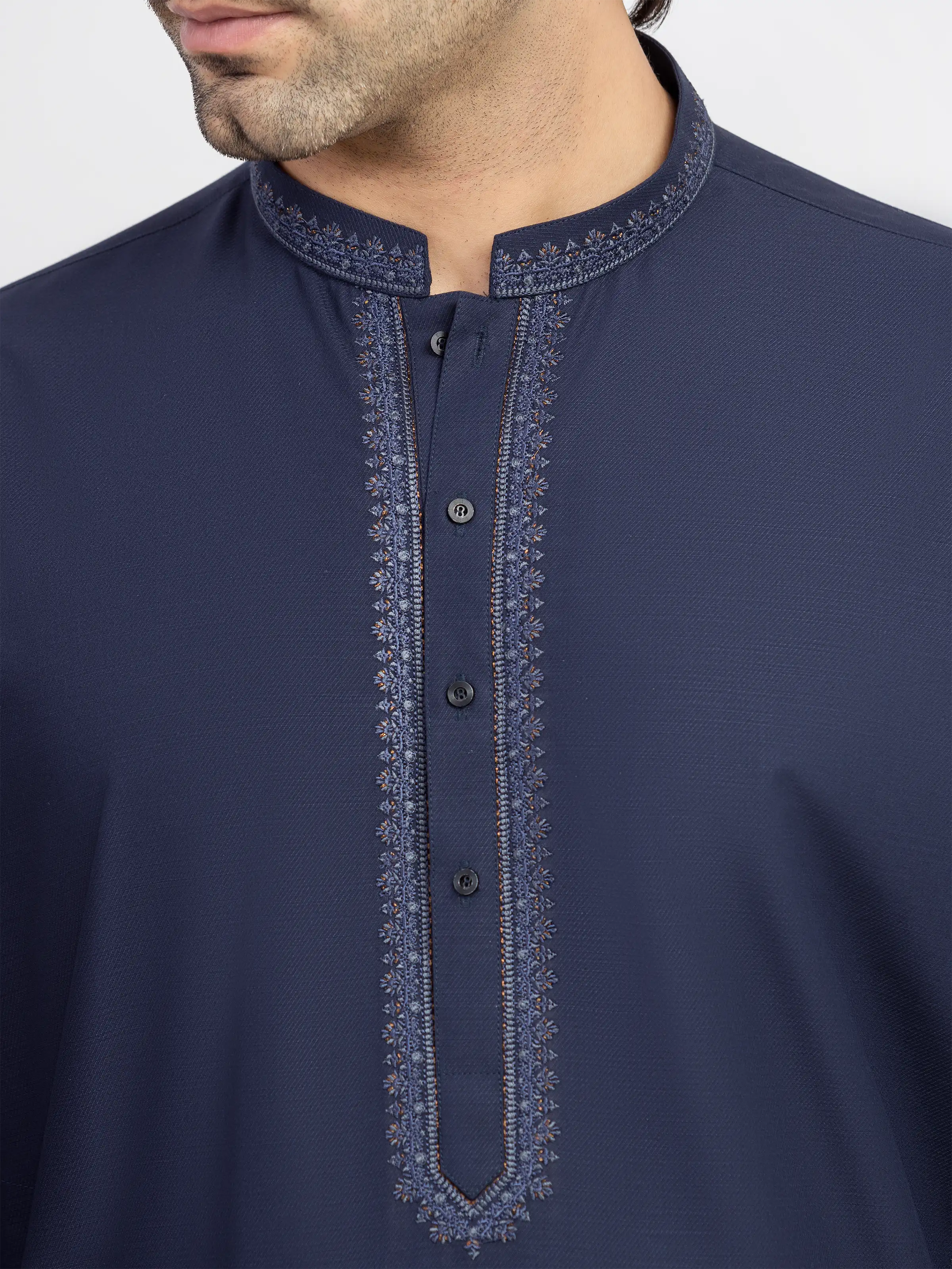 Men's Navy Kurta Shalwar - EMTKS6-41248 - Image 3
