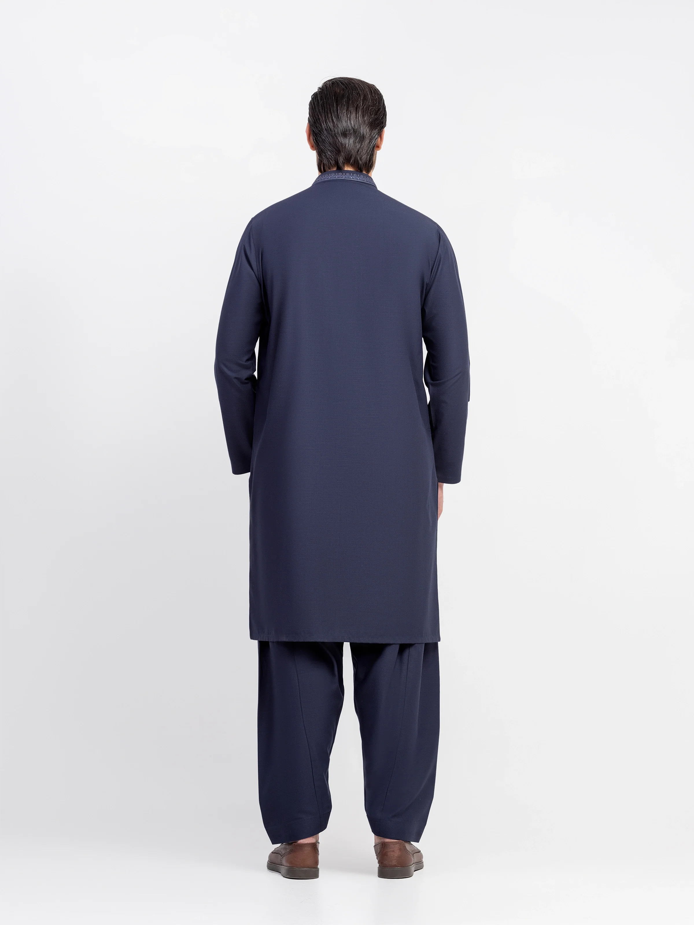 Men's Navy Kurta Shalwar - EMTKS6-41248 - Image 5