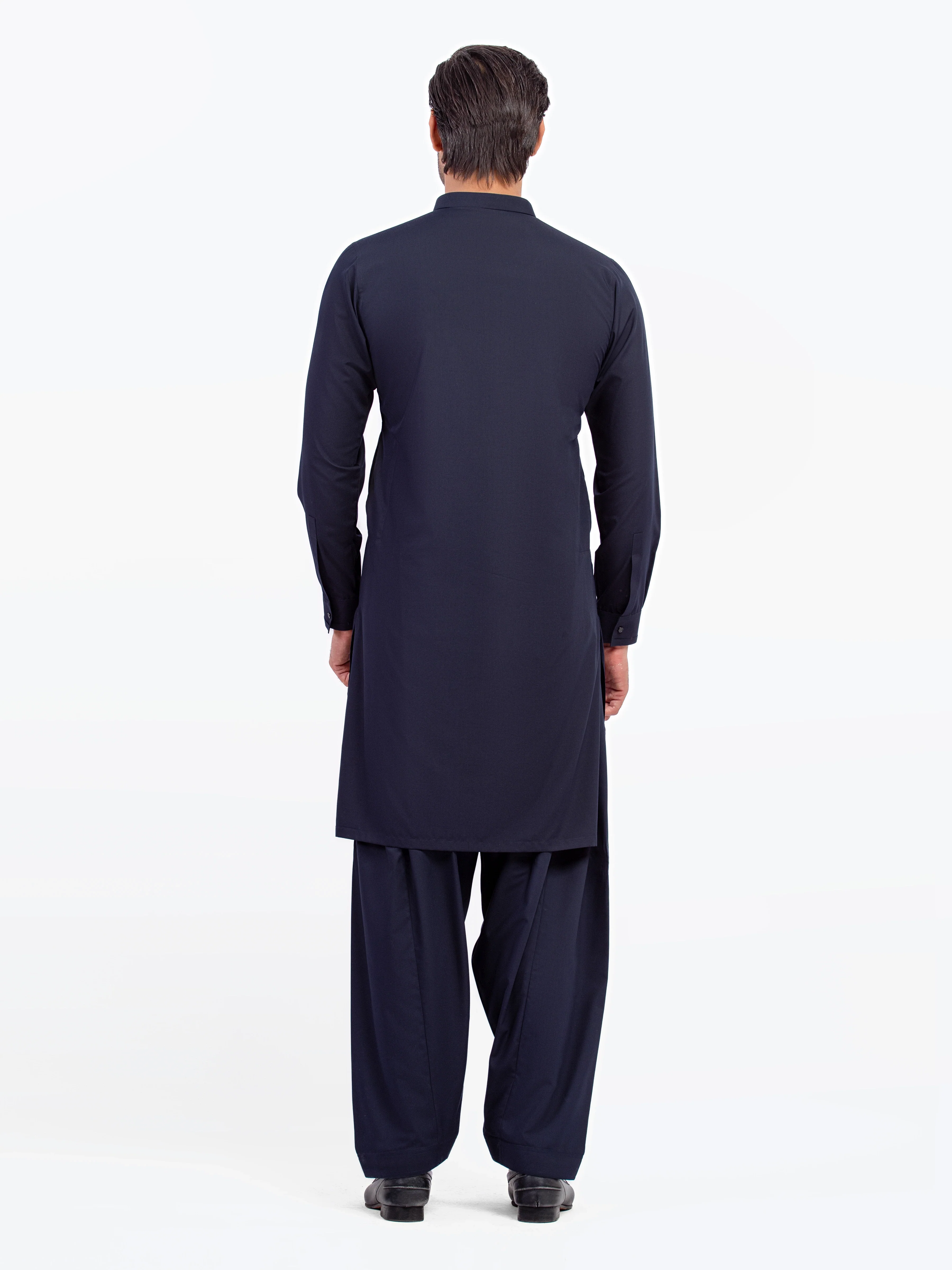 Men's Navy Shalwar Kameez - EMTKST5-99568 - Image 5