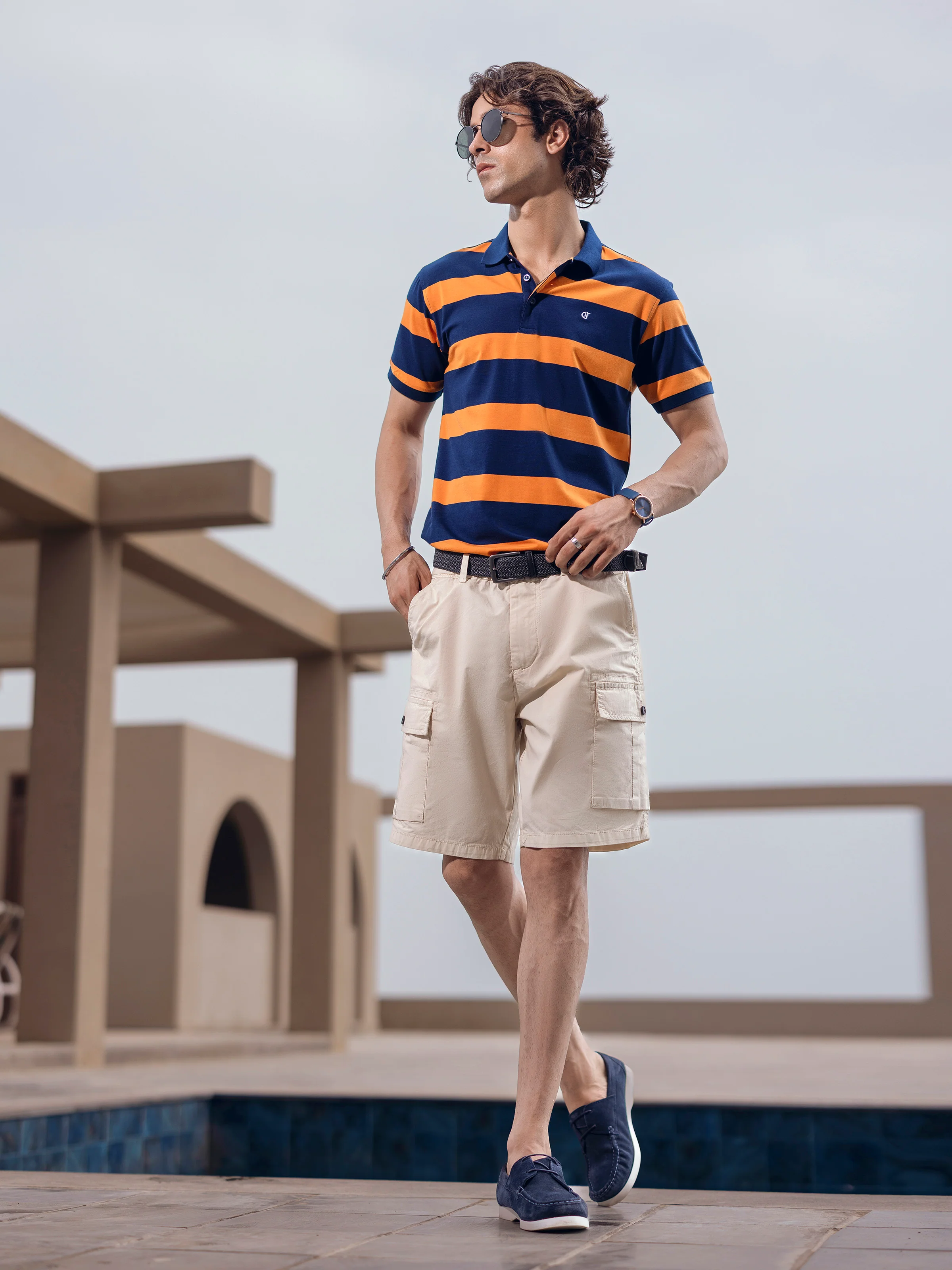 Men's Navy & Orange Polo Shirt - EMTPS5-109 - Image 2