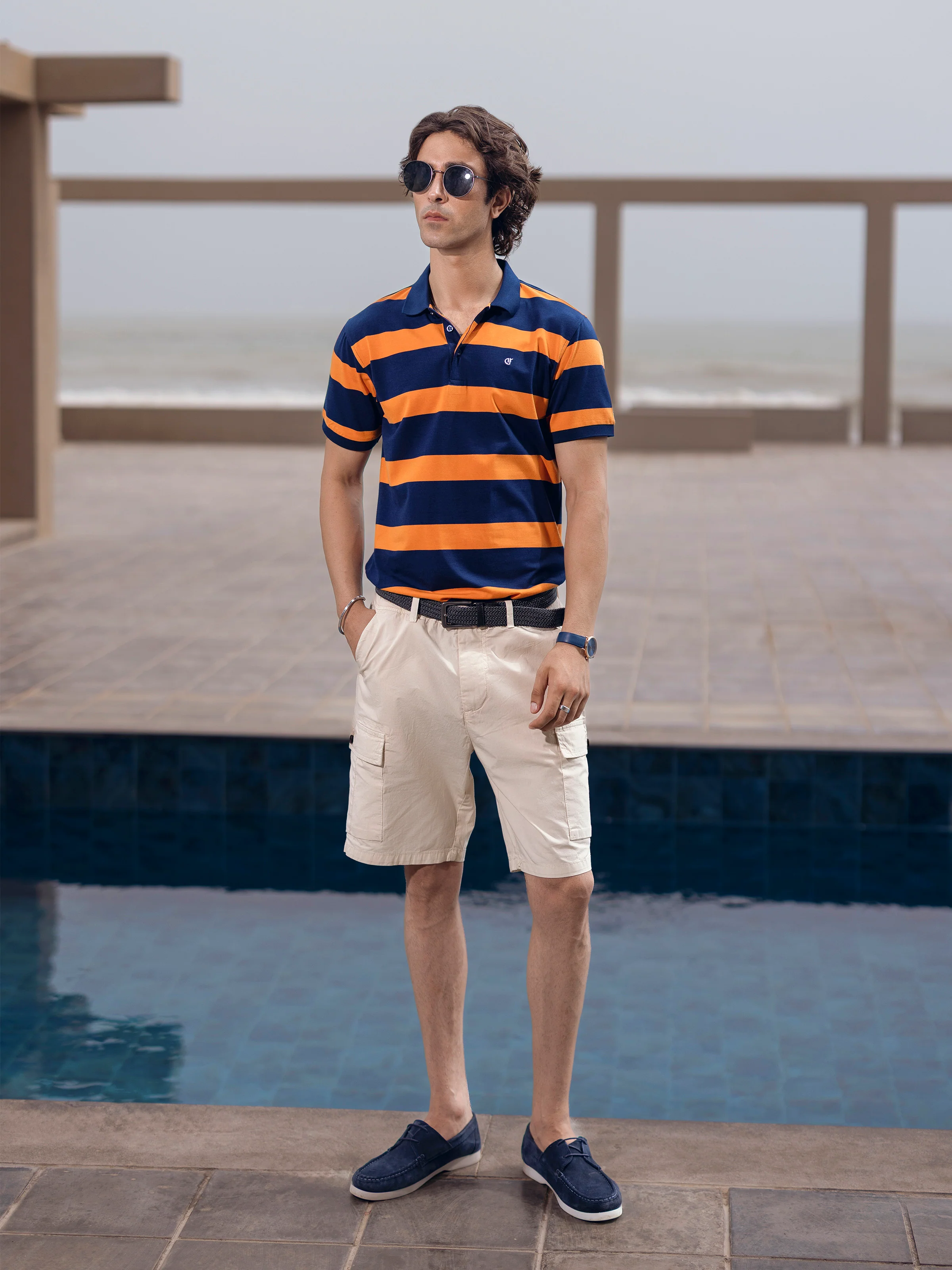 Men's Navy & Orange Polo Shirt - EMTPS5-109 - Image 4