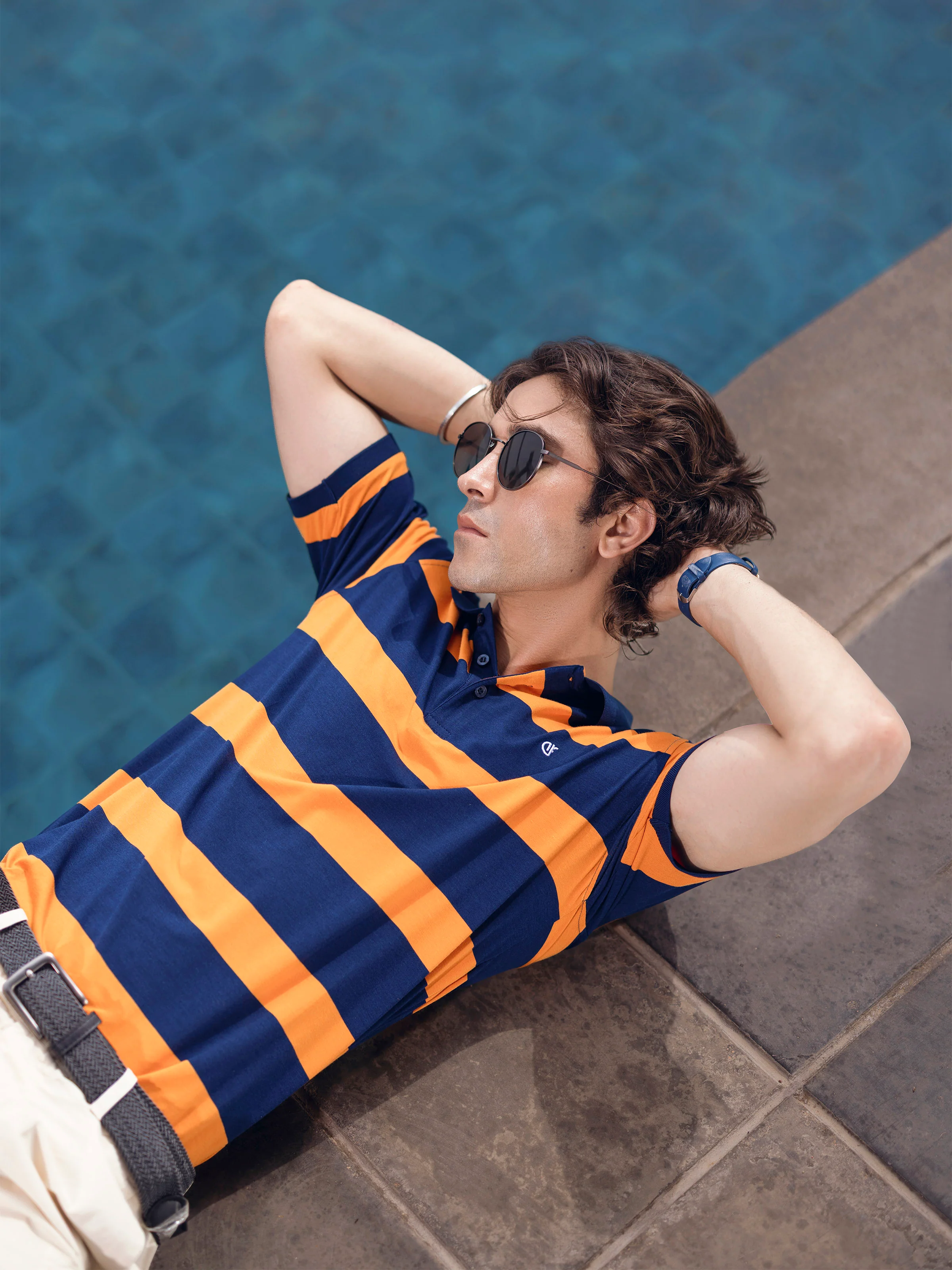 Men's Navy & Orange Polo Shirt - EMTPS5-109 - Image 5