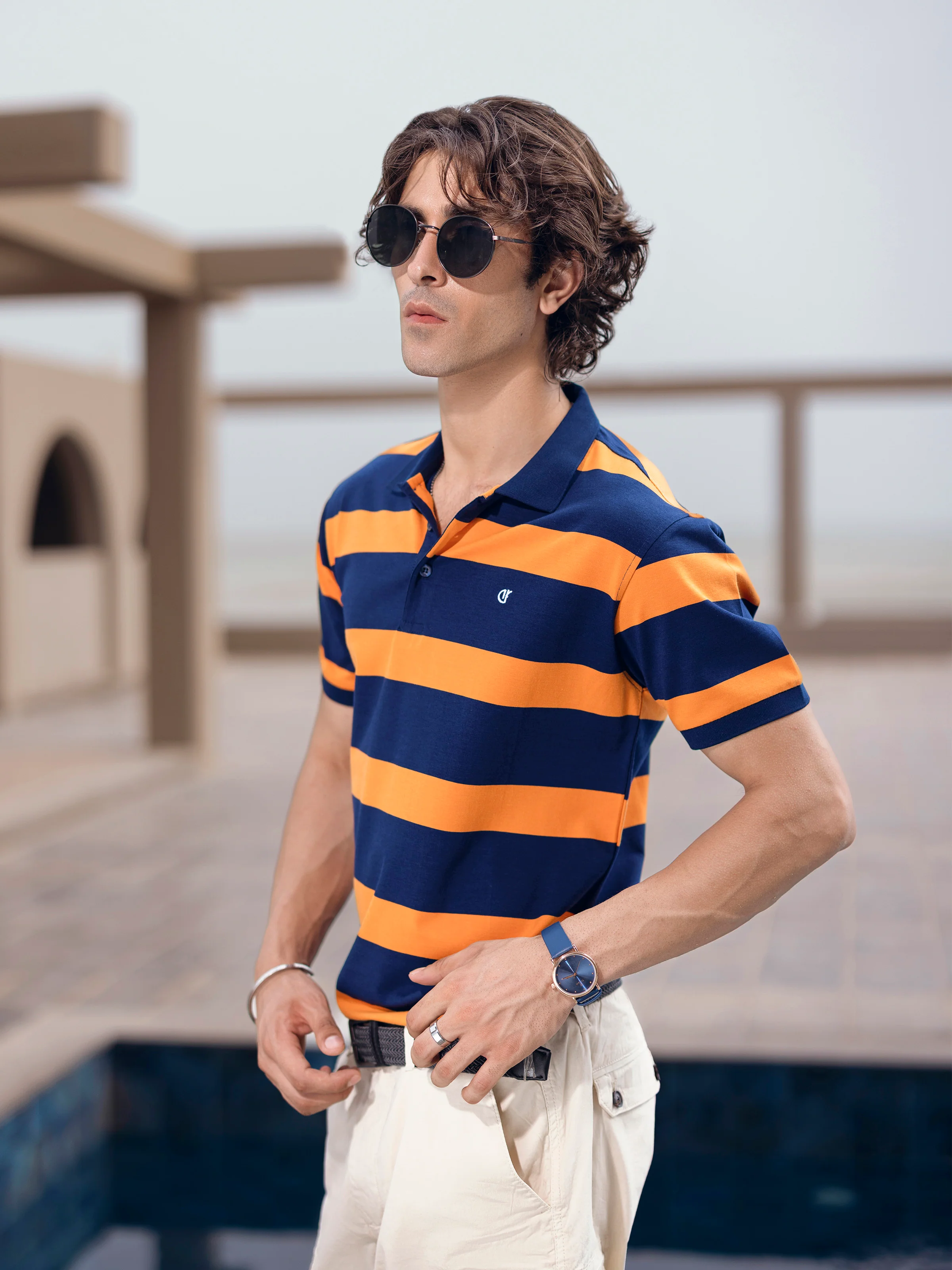 Men's Navy & Orange Polo Shirt - EMTPS5-109 - Image 6