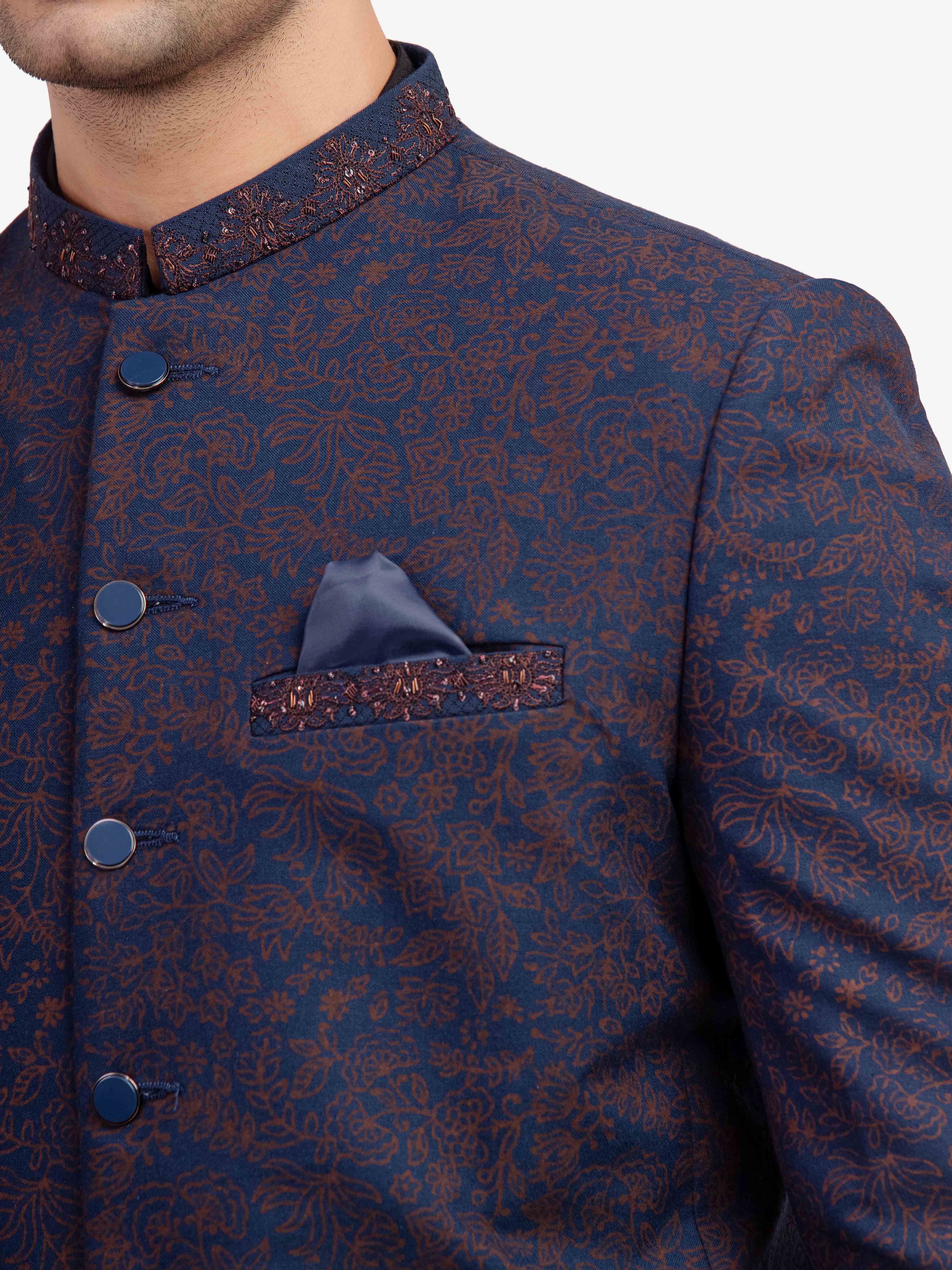 Men's Navy Prince Coat - EMTPC24-032 - Image 3