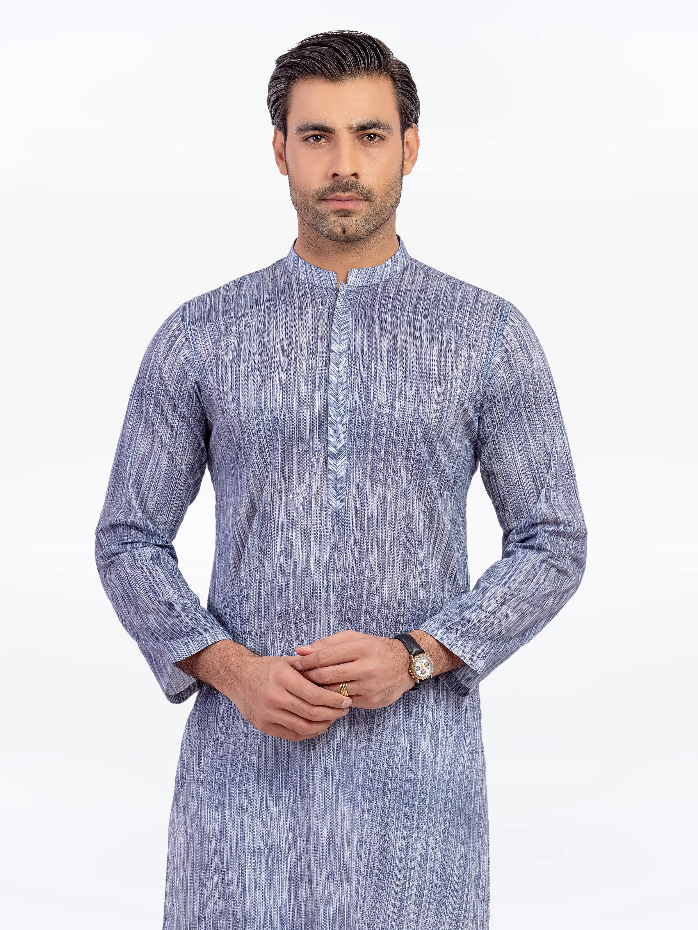 Men's Navy & White Kurta - EMTK5-99572 - Image 2